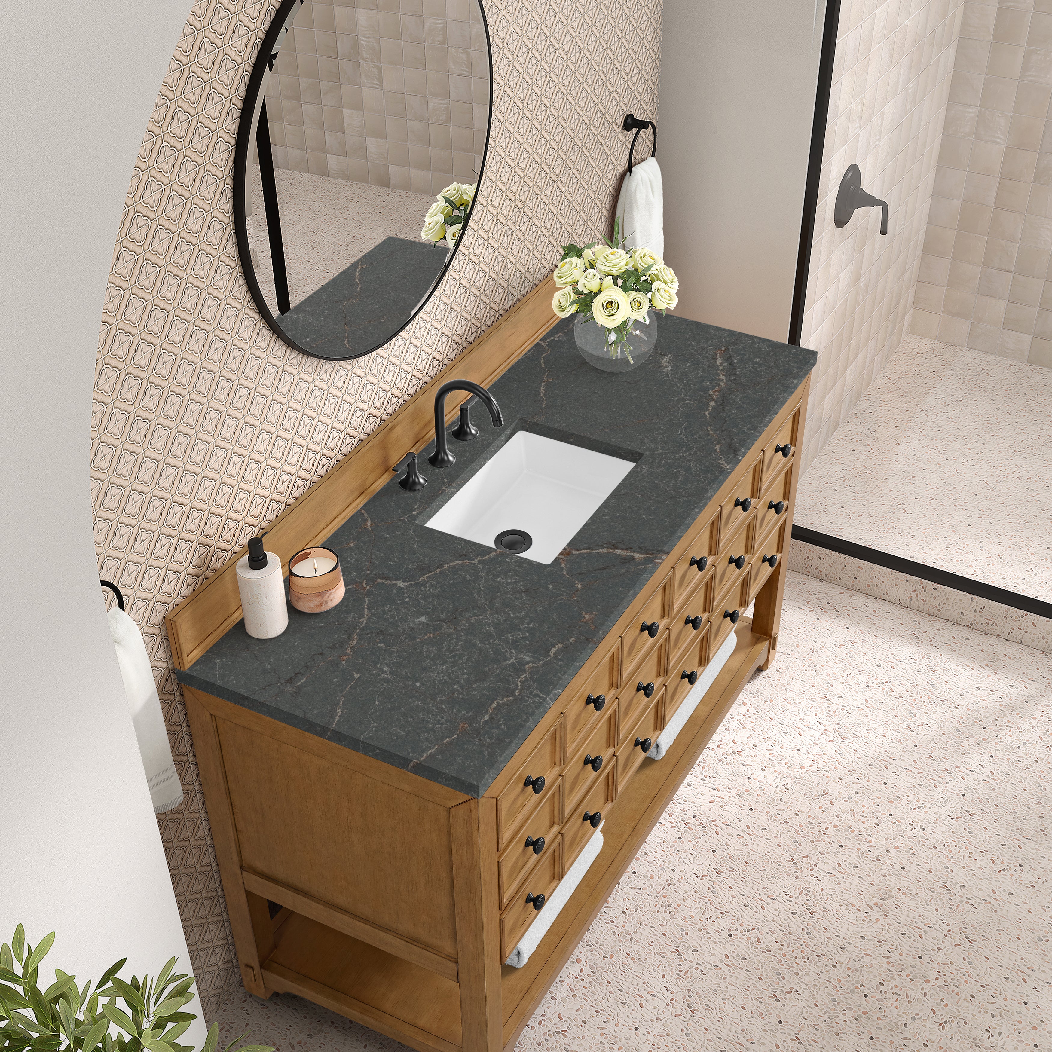 James Martin Malibu 60" Single Vanity in Amber Birch with 3cm Countertop