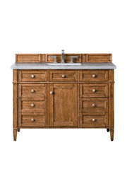 James Martin Brittany 48" Single Vanity in Saddle Brown with with 3cm Countertop and FreePower Wireless Charger