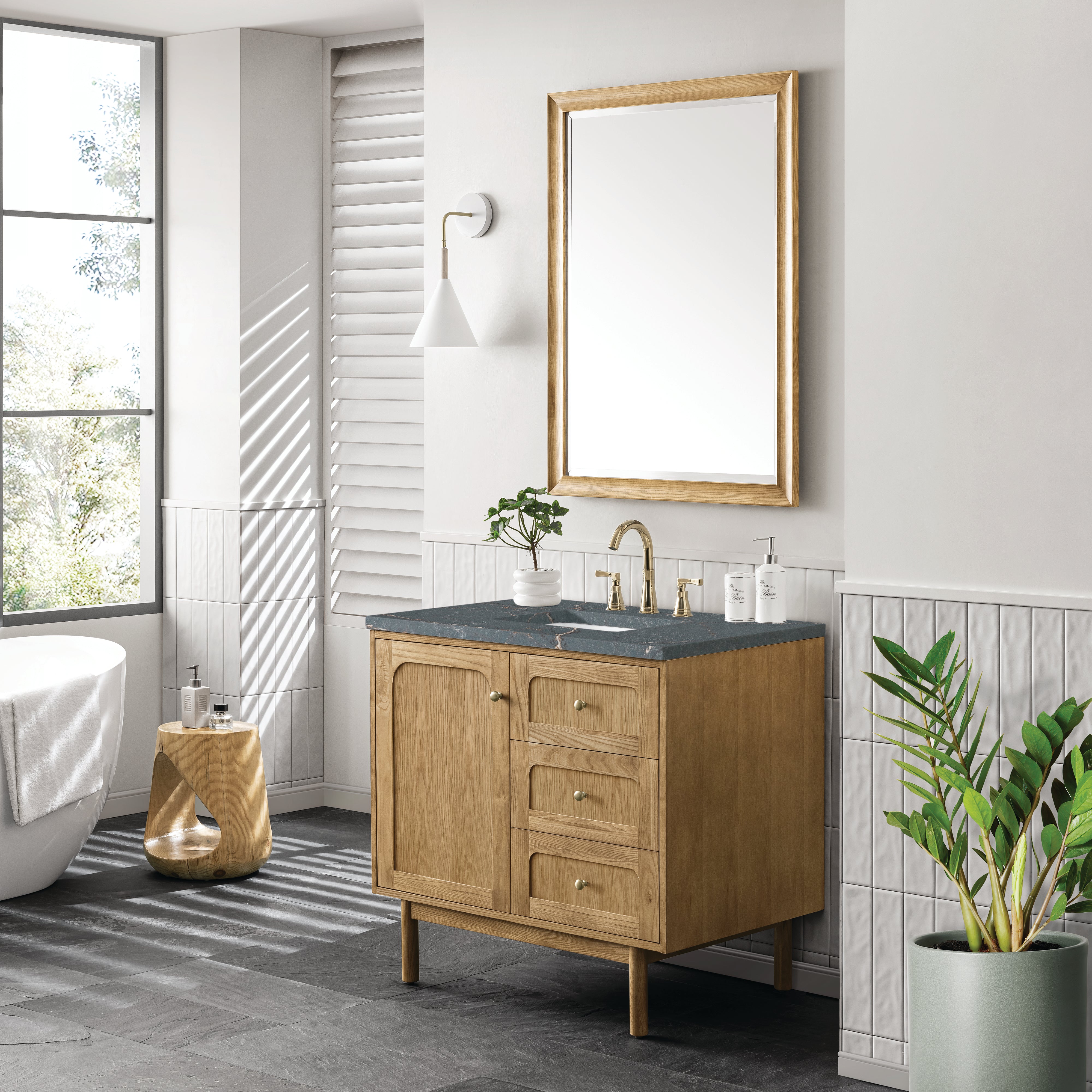James Martin Laurent 36" Single Vanity in Light Natural Oak with 3cm Countertop