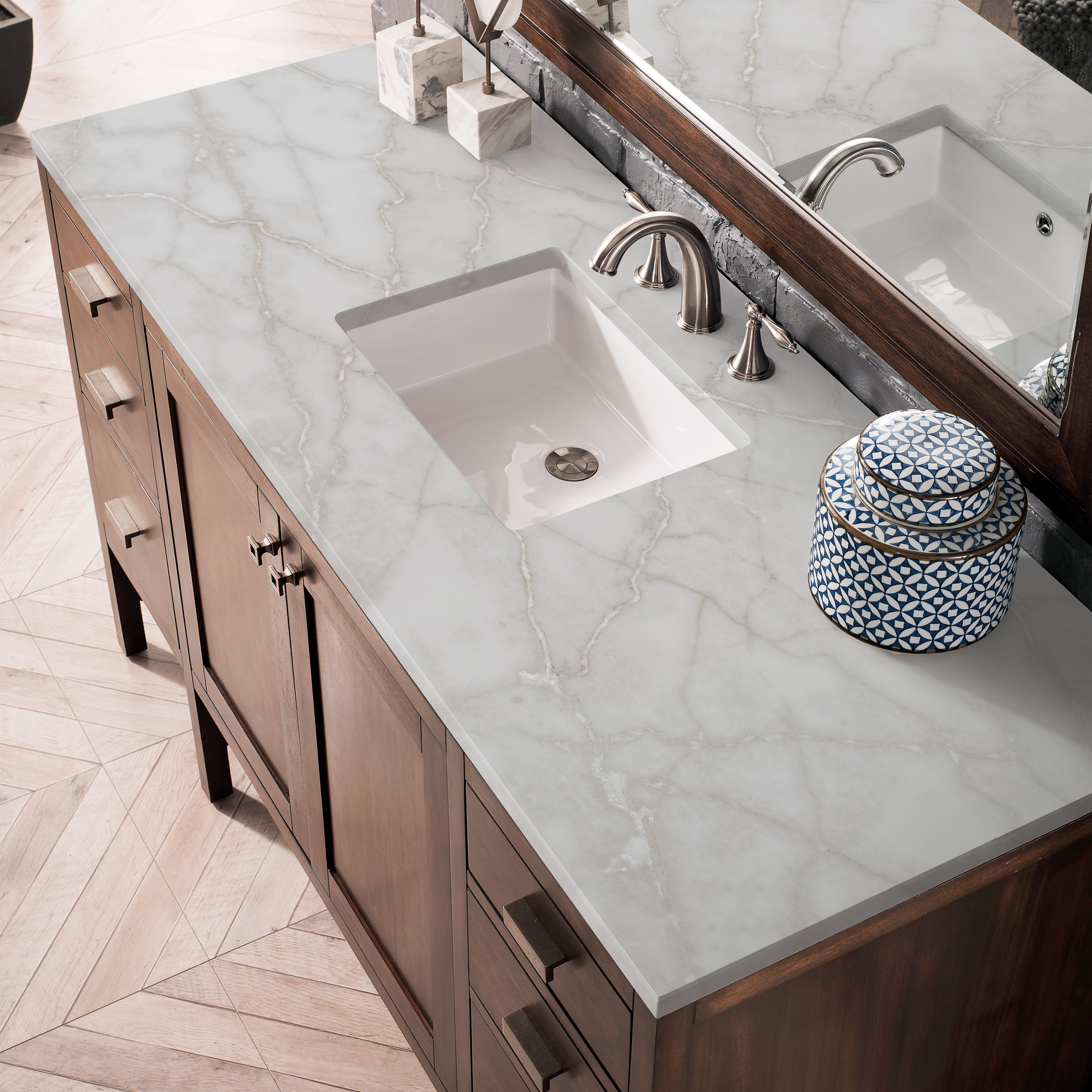 James Martin Addison 60" Single Vanity in Mid-Century Acacia with 3cm Countertop