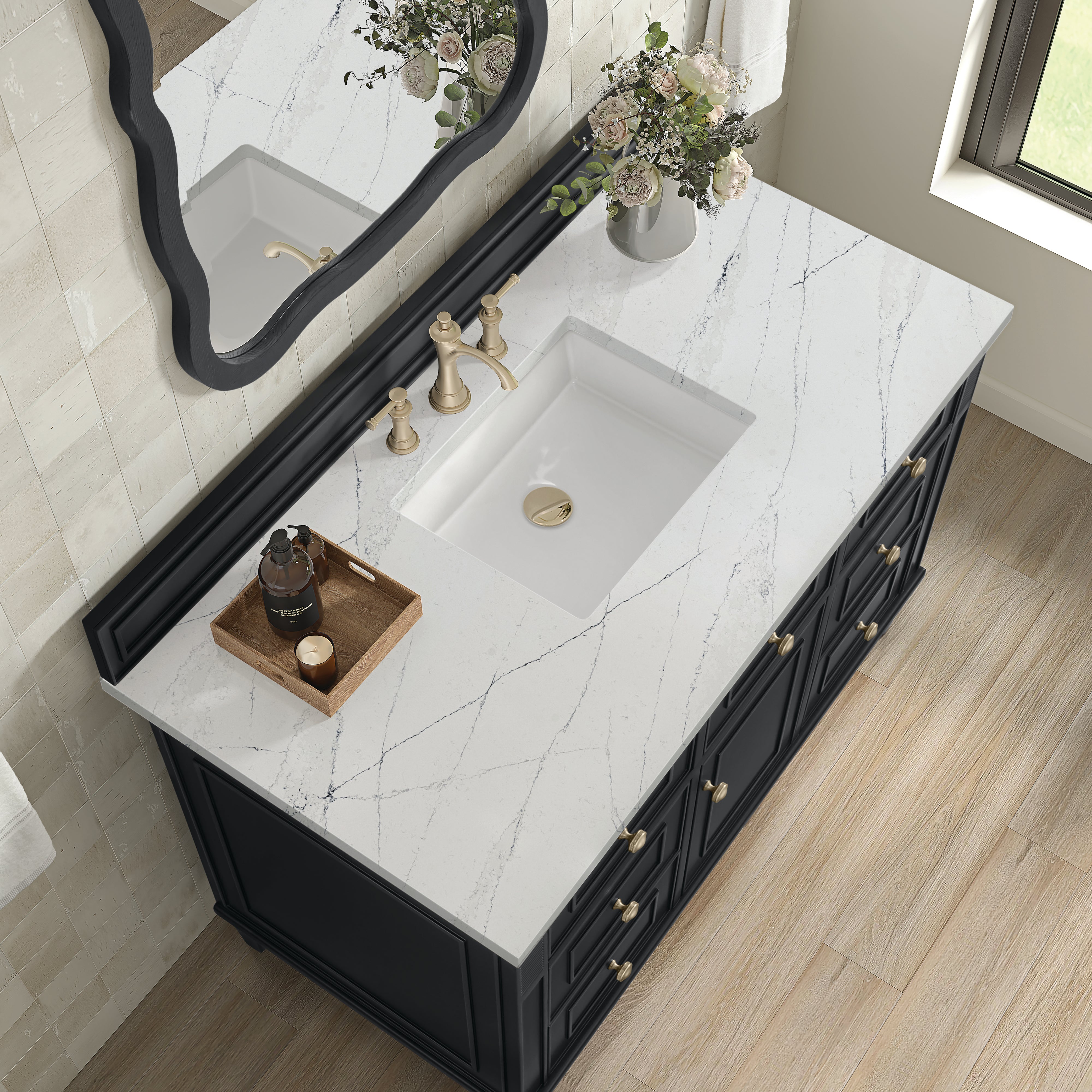 James Martin Lorelai 48" Single Vanity in Black Onyx with 3cm Countertop