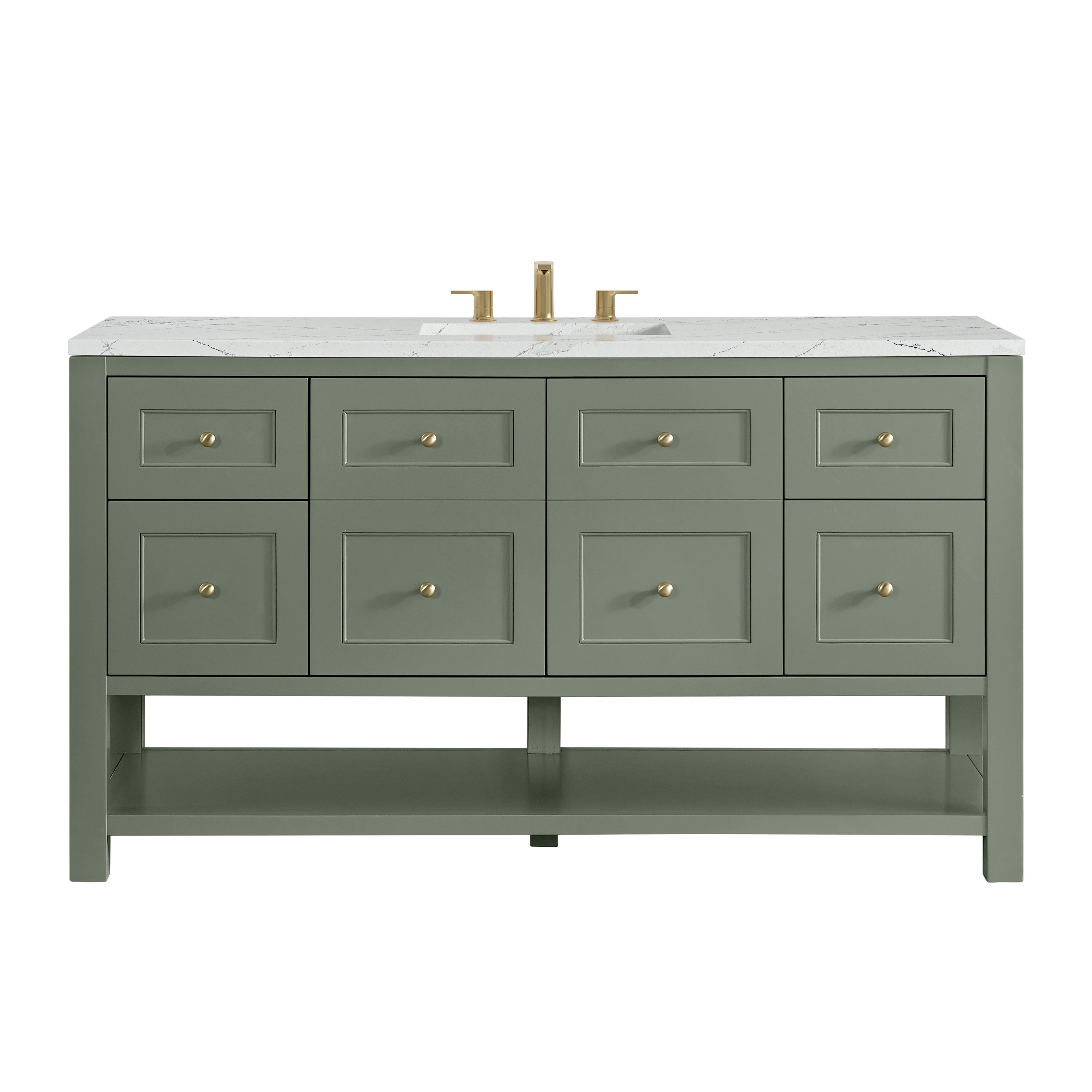 James Martin Breckenridge 60" Single Vanity in Smokey Celadon with 3cm Countertop and FreePower Wireless Charger