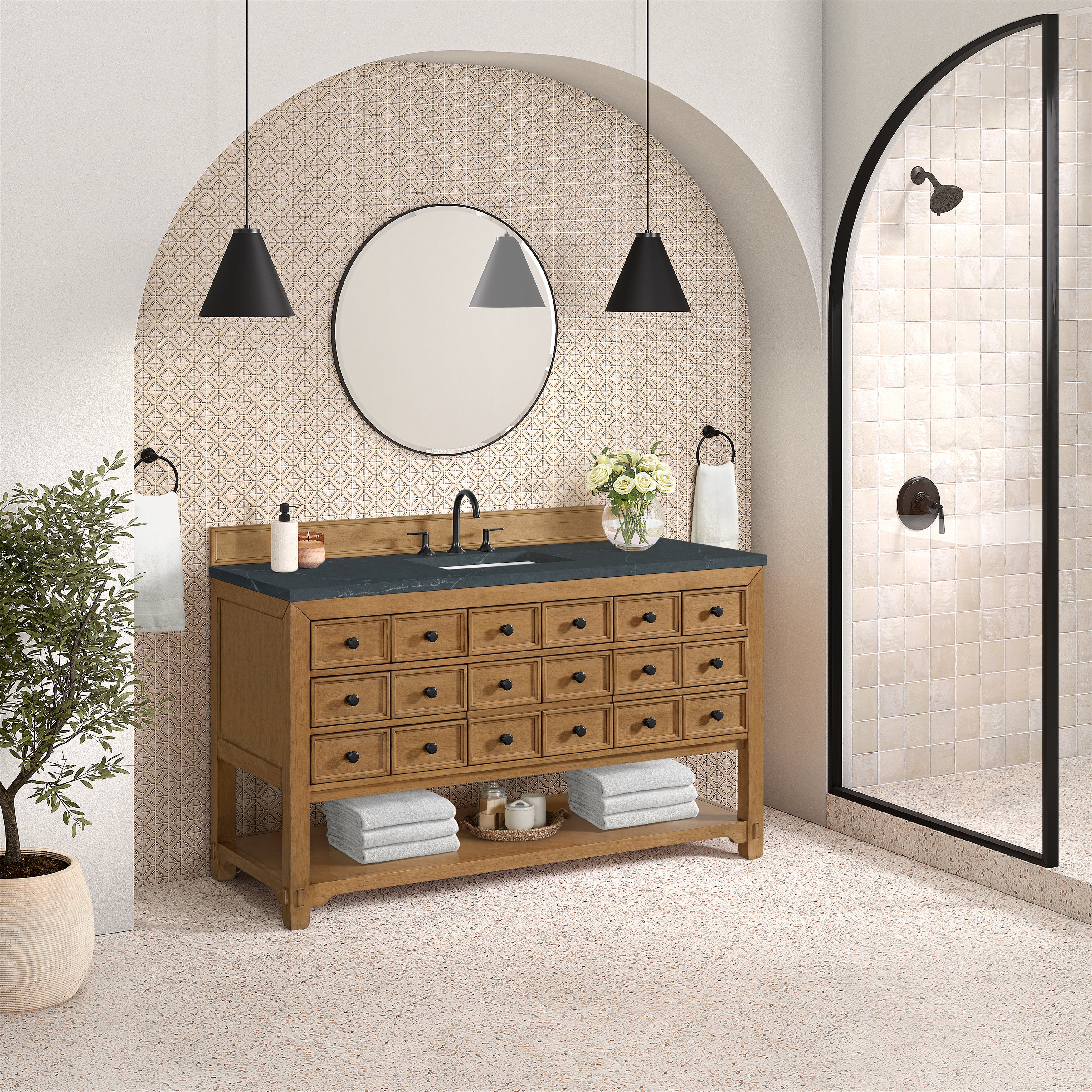 James Martin Malibu 60" Single Vanity in Amber Birch with 3cm Countertop