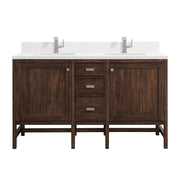James Martin Addison 60" Double Vanity in Mid-Century Acacia with 3cm Countertop