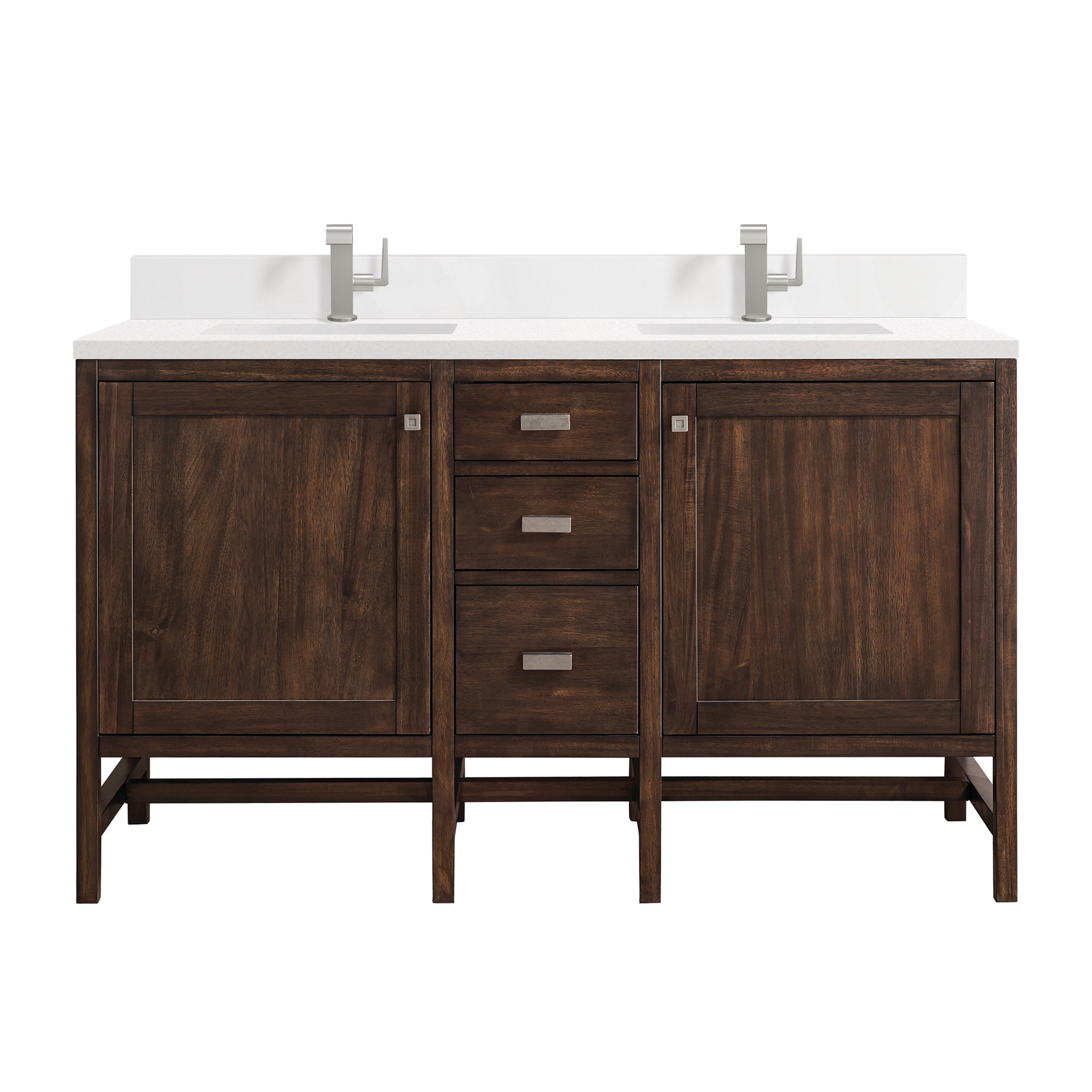 James Martin Addison 60" Double Vanity in Mid-Century Acacia with 3cm Countertop