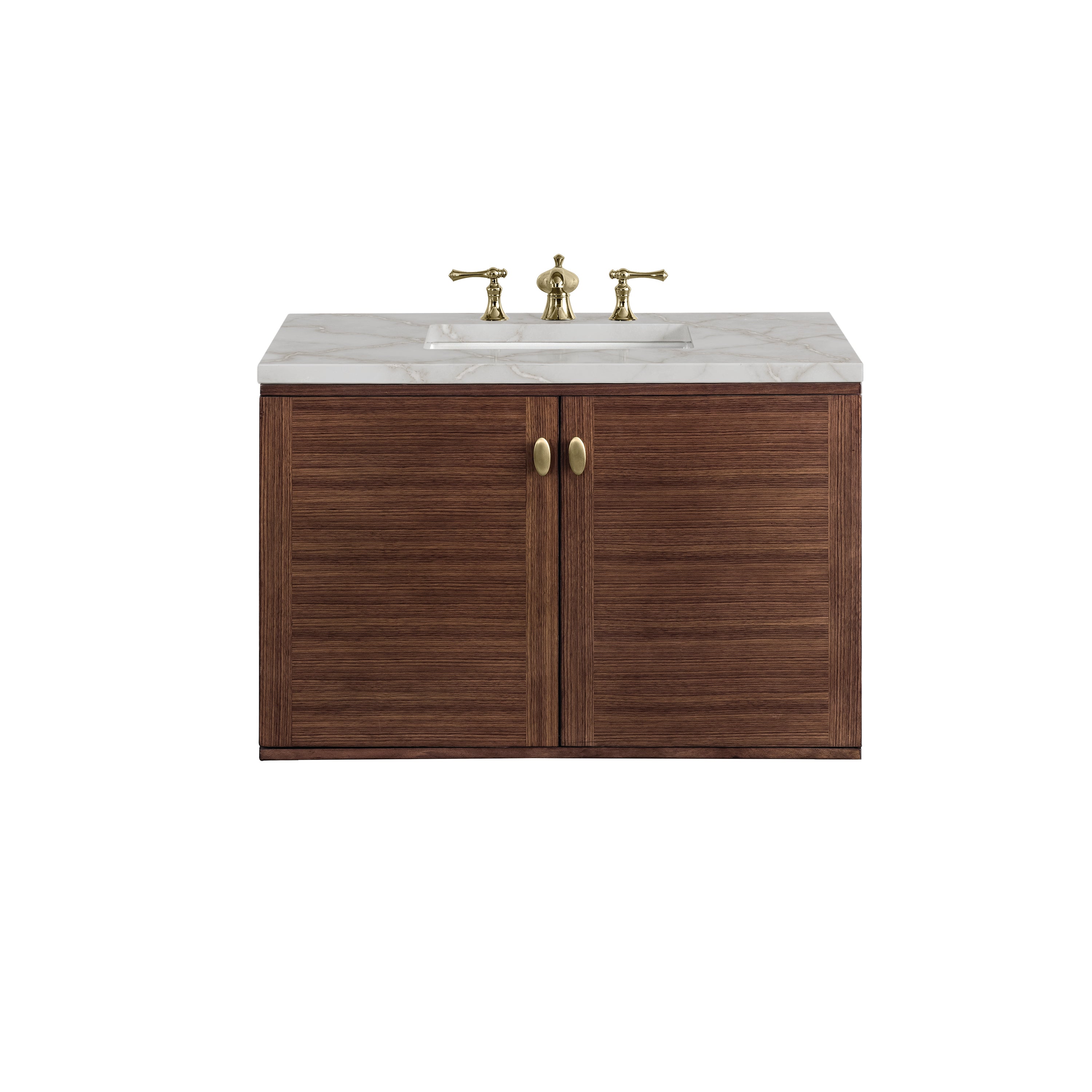 James Martin Amberly 36" Single Vanity in Mid-Century Walnut with 3cm Countertop