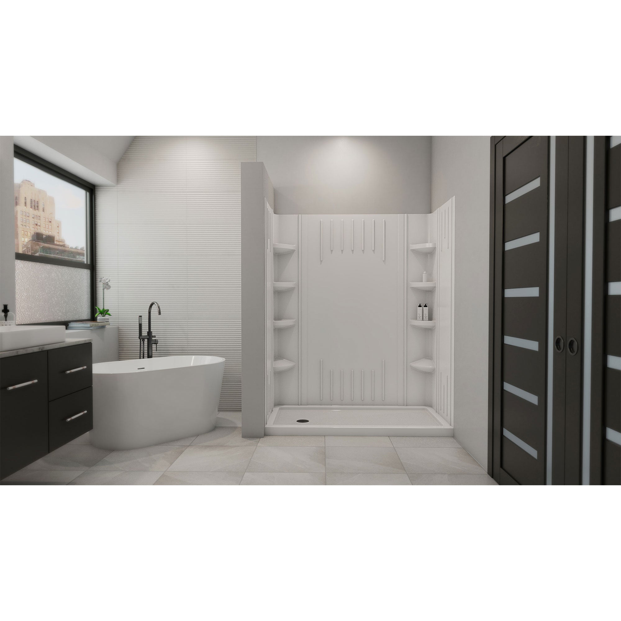 DreamLine QWALL-3 60" W Shower Base and Backwalls