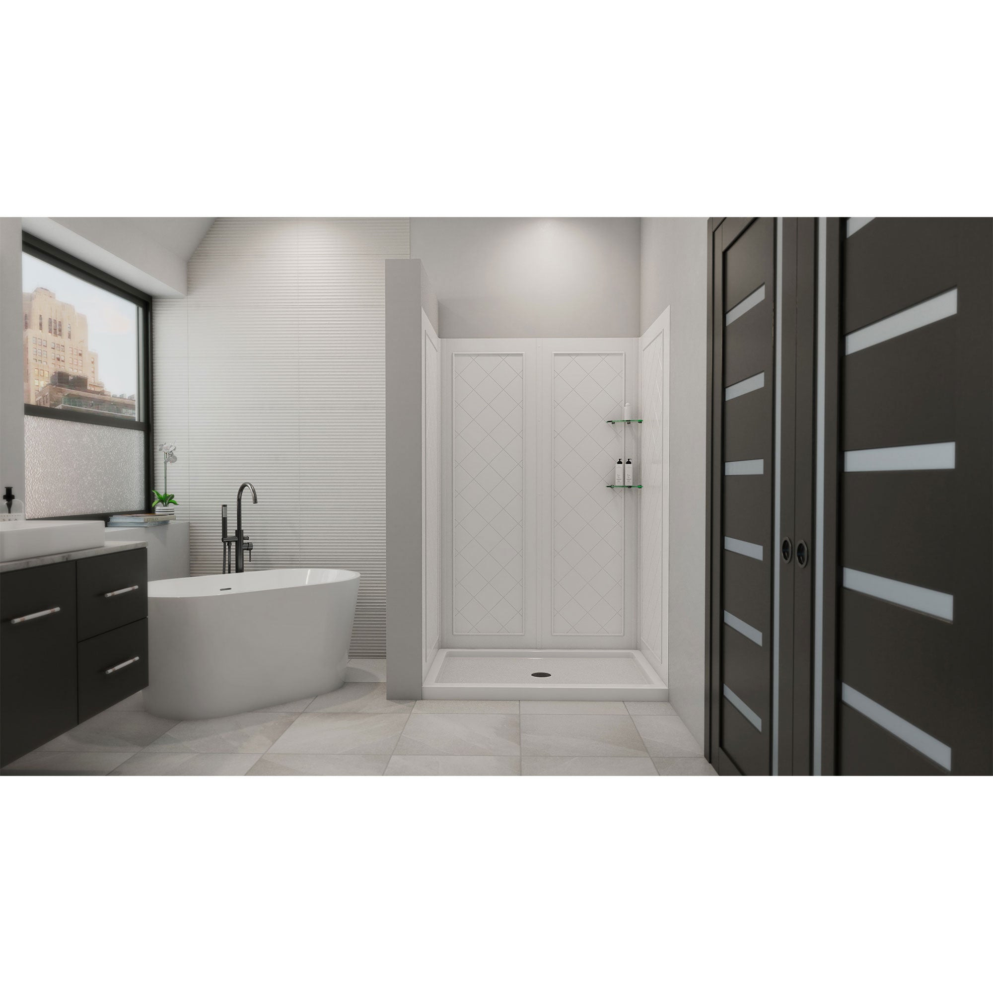 DreamLine QWALL-5 48" W Shower Base and Backwalls
