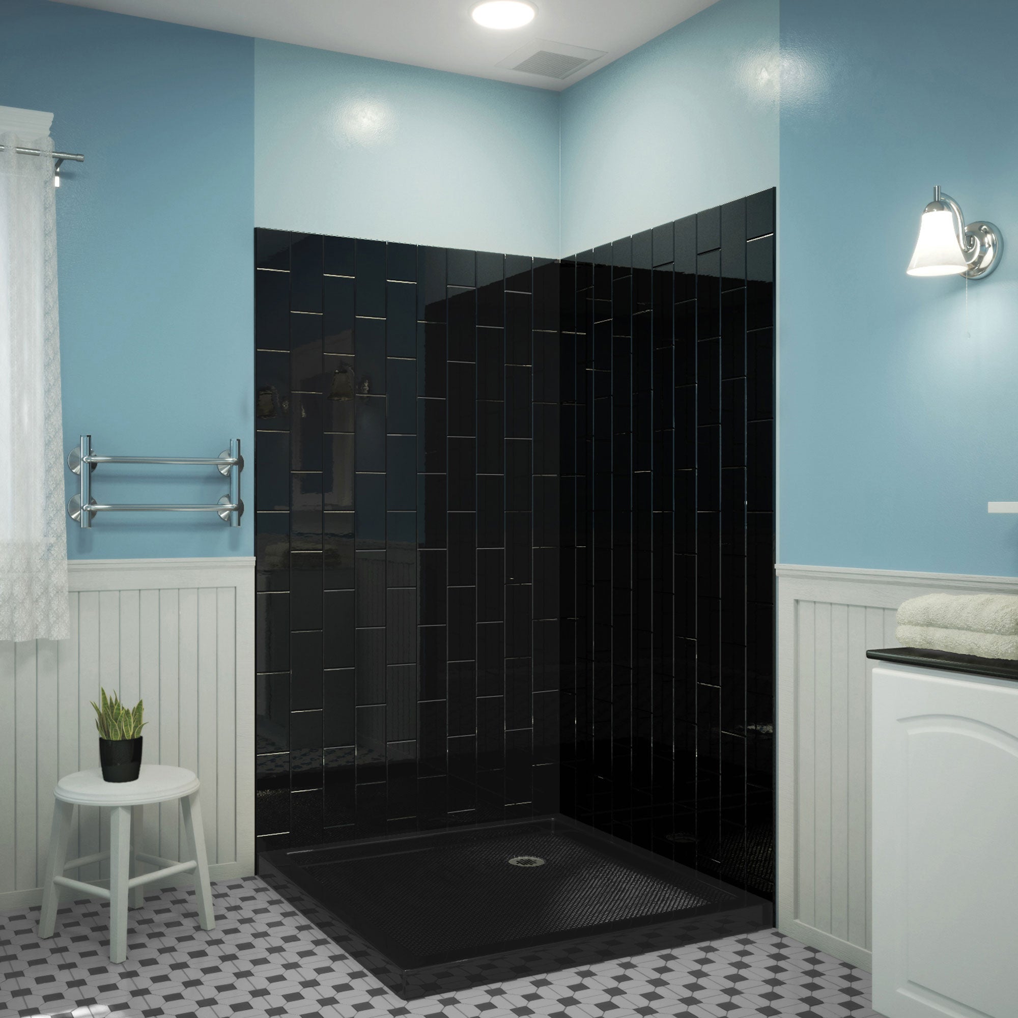 DreamLine QWALL-VS 41 1/2 inch W x 41 1/2 inch D x 76 inch H Acrylic Corner Wall Kit