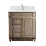 James Martin Bristol 30" Single Vanity in Whitewashed Walnut with 3cm Countertop