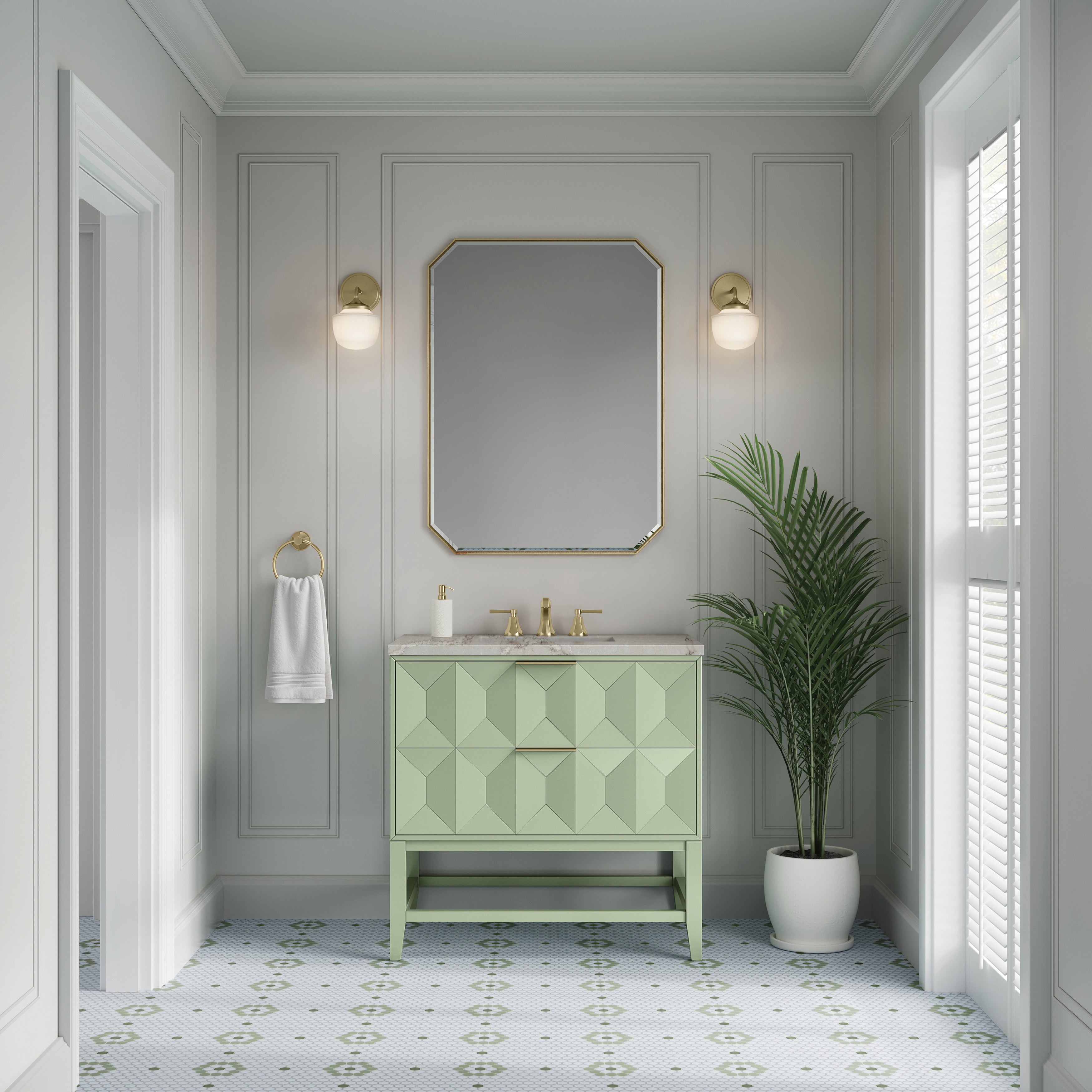 James Martin Emmeline 36" Single Vanity in Pistachio with 3cm Countertop
