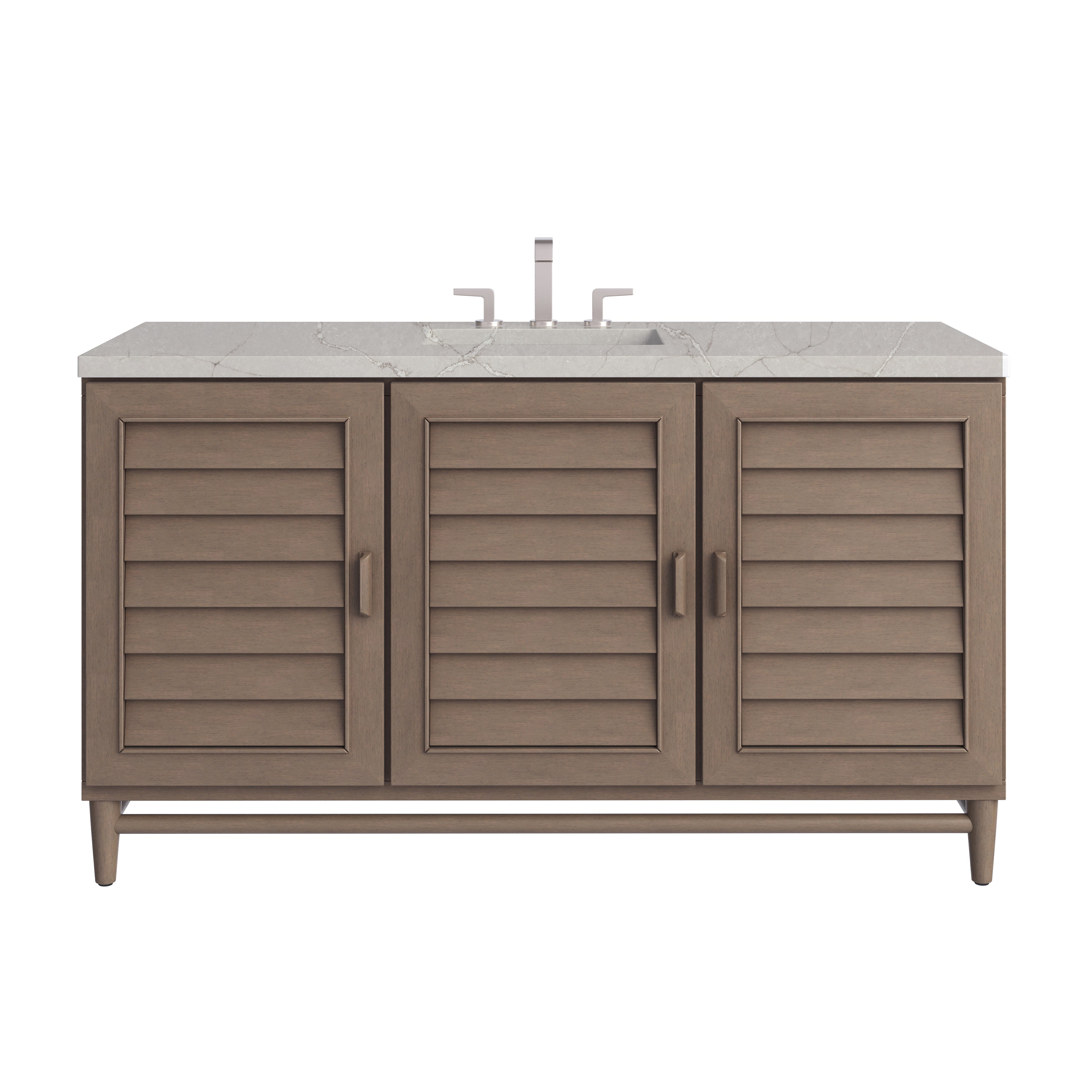 James Martin Portland 60" Single Vanity in Whitewashed Walnut with 3cm Countertop