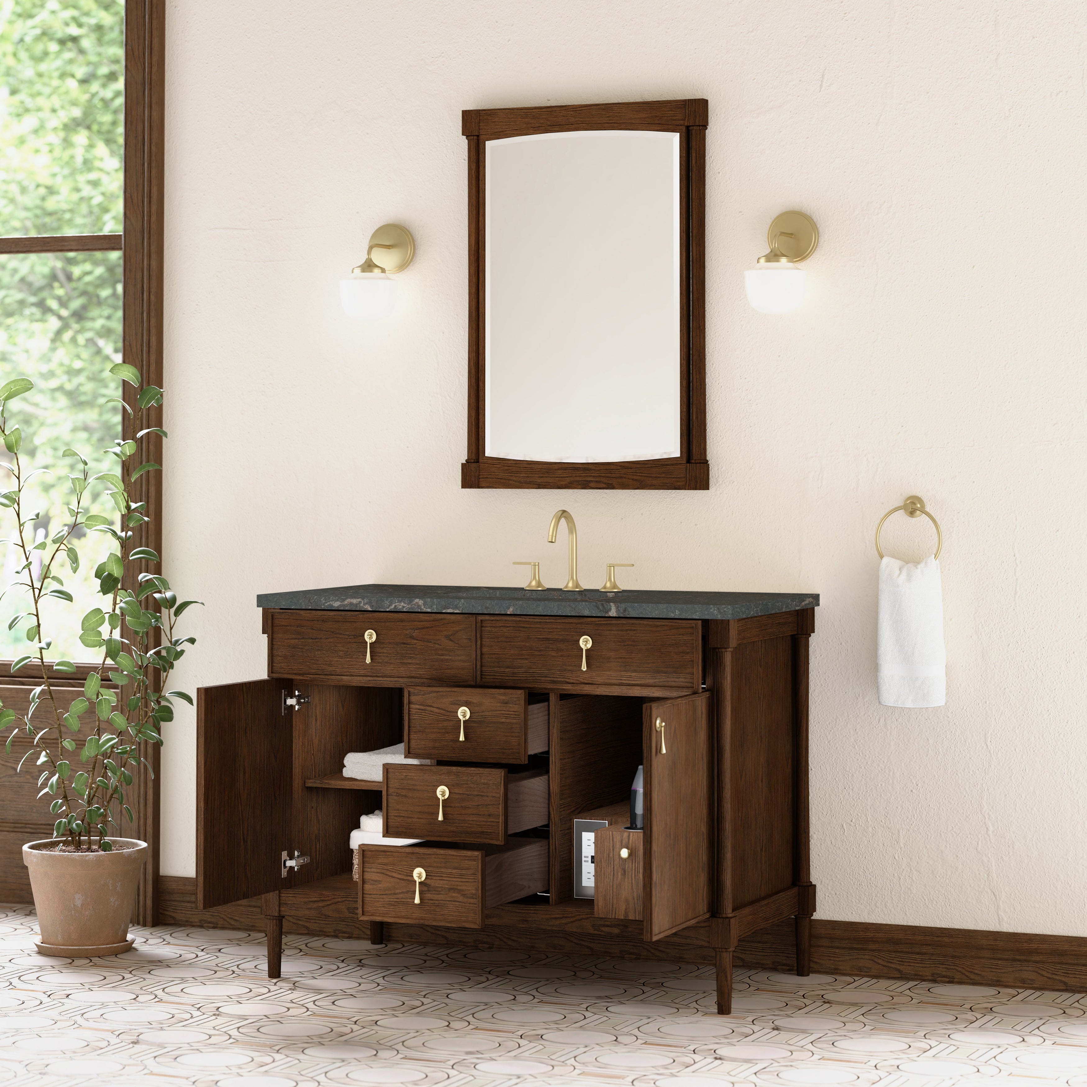 James Martin Kinnsden 48" Single Vanity in Sable Oak with 3cm Countertop