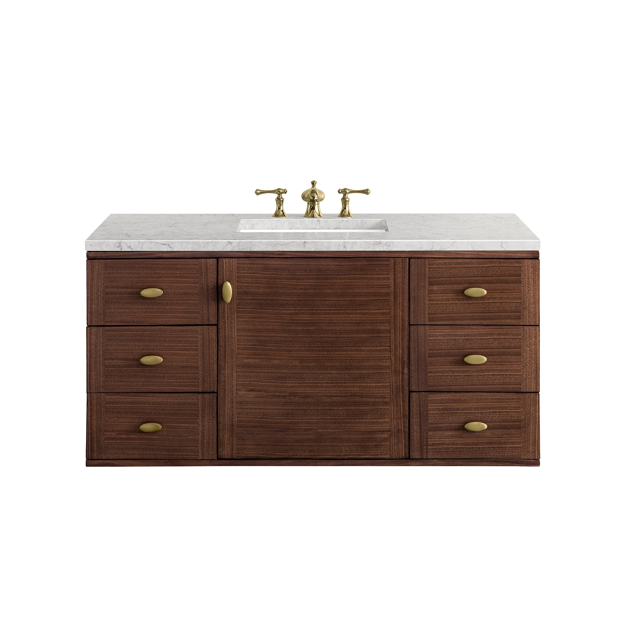 James Martin Amberly 48" Single Vanity in Mid-Century Walnut with 3cm Countertop and FreePower Wireless Charger