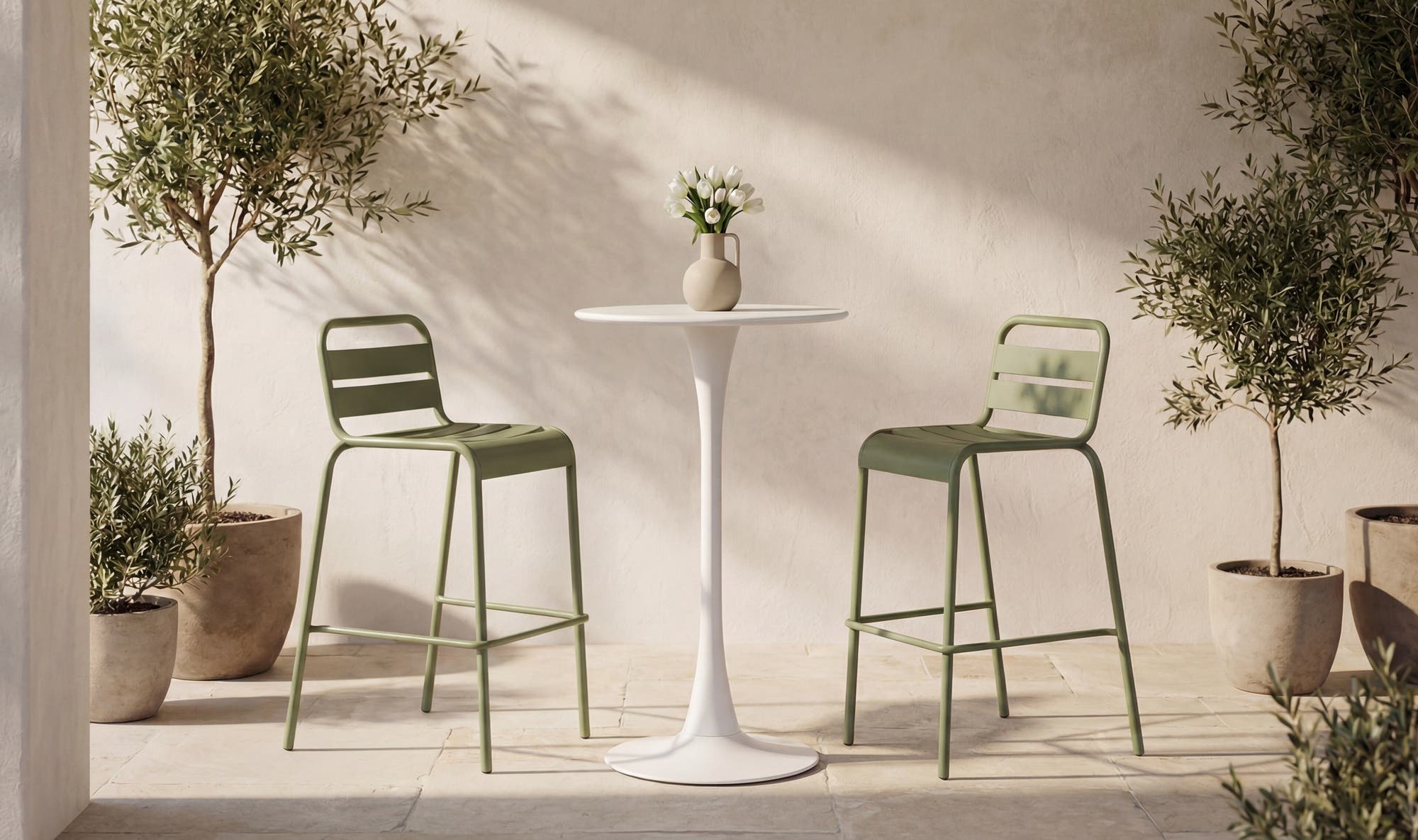 Moes Gage Outdoor Bar Table White QX-1021