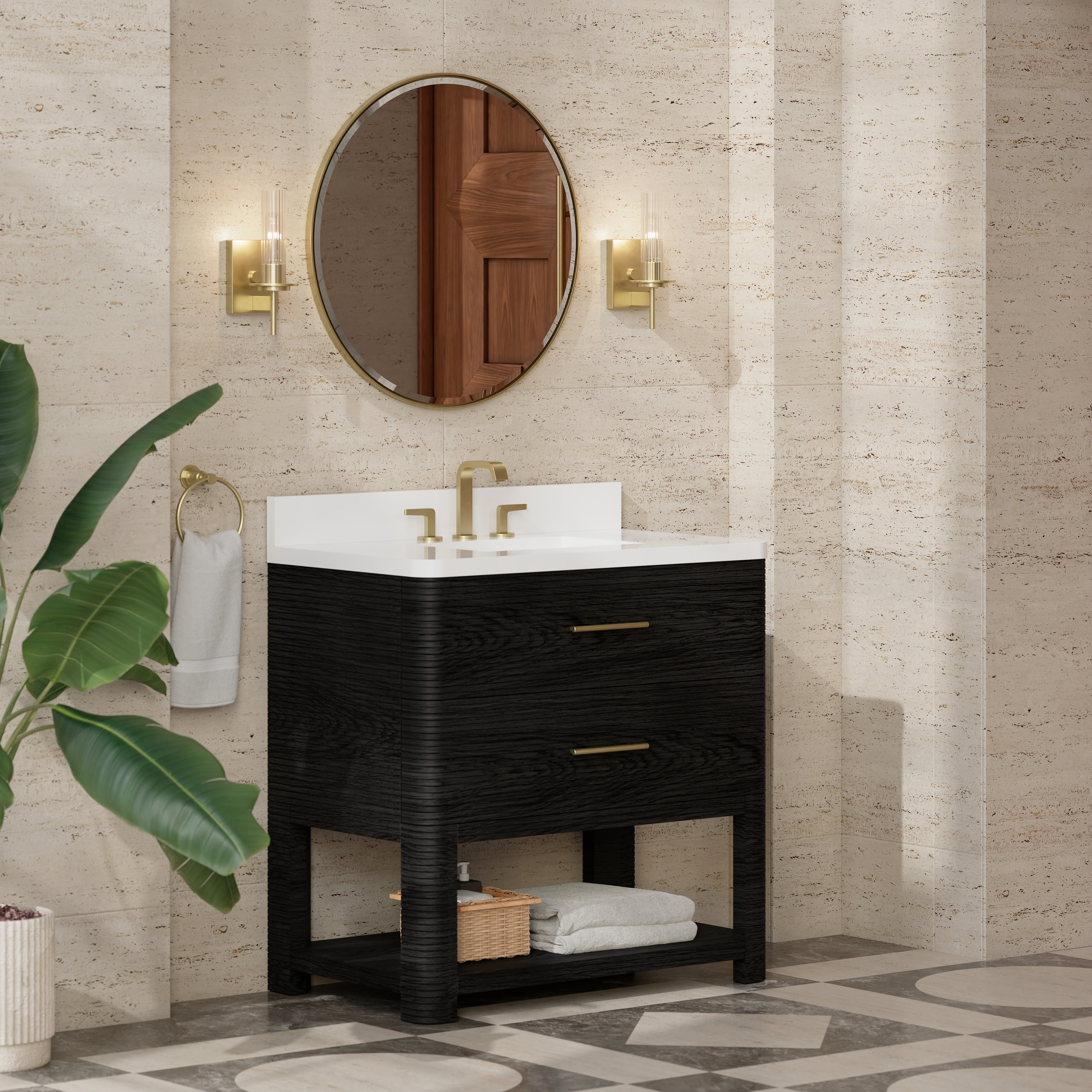 James Martin Lucian 36" Single Vanity in Carbon Oak with 3cm Countertop