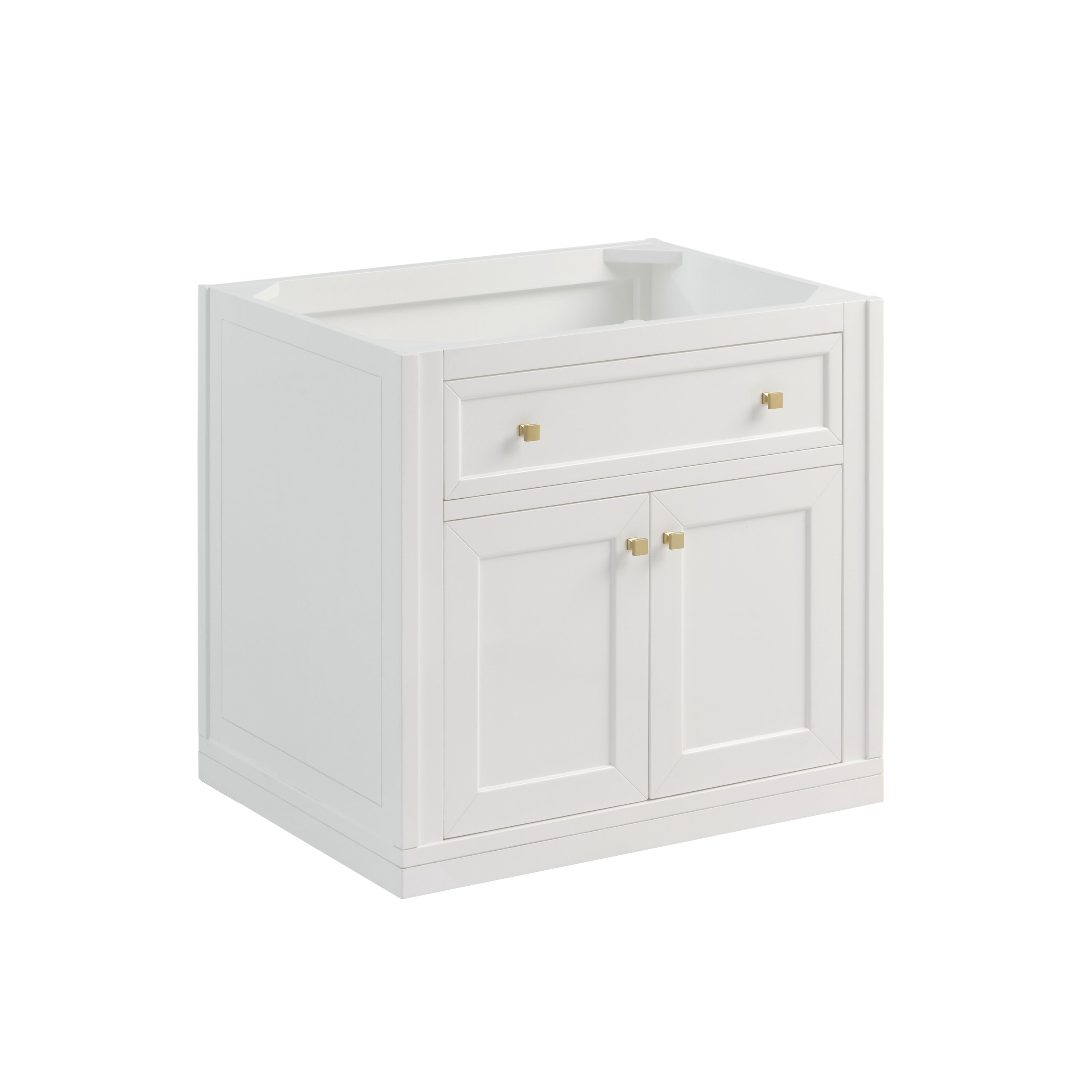 James Martin Chicago 30" Single Vanity in Glossy White with 3cm Countertop