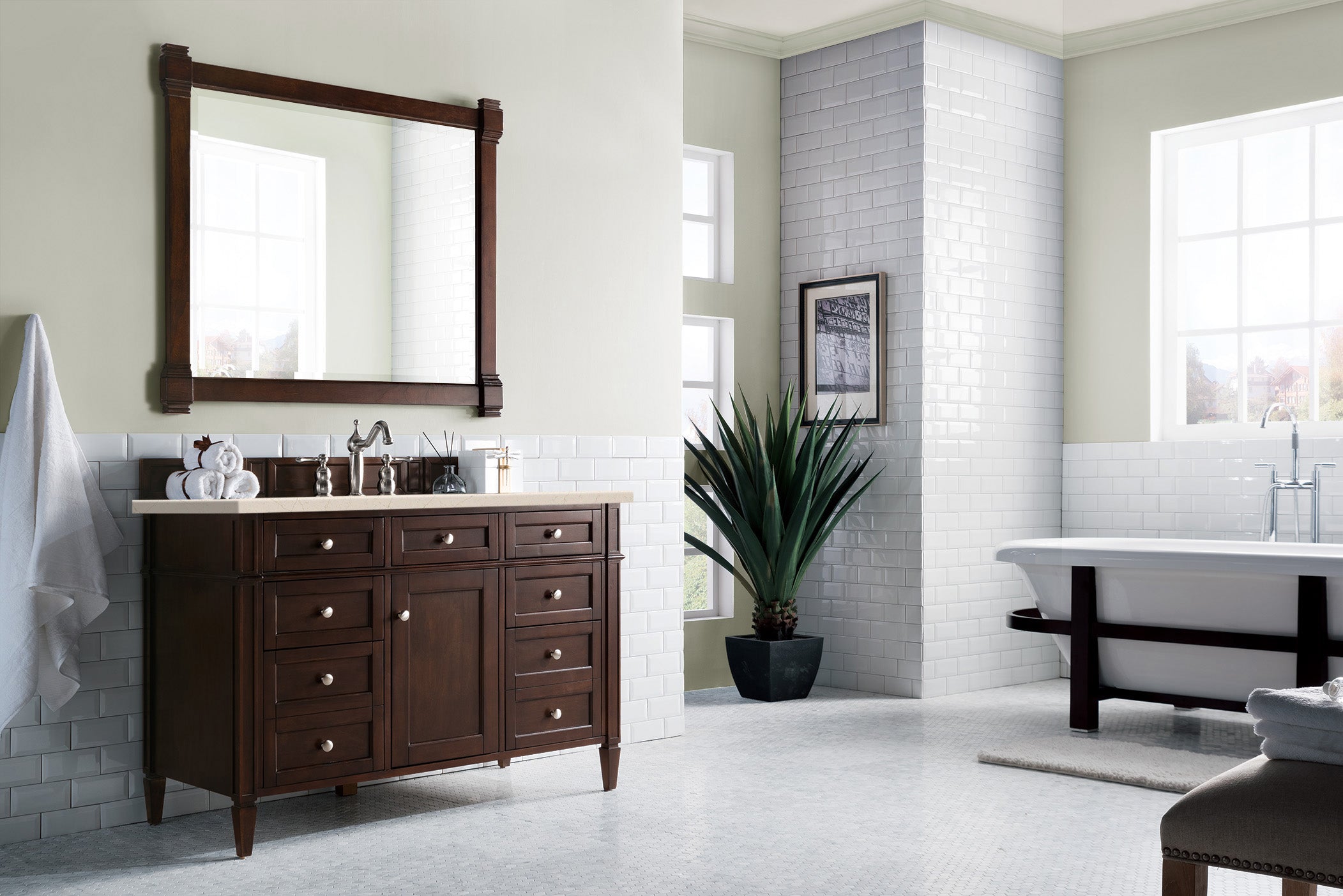 James Martin Brittany 48" Single Vanity in Burnished Mahogany with 3cm Countertop