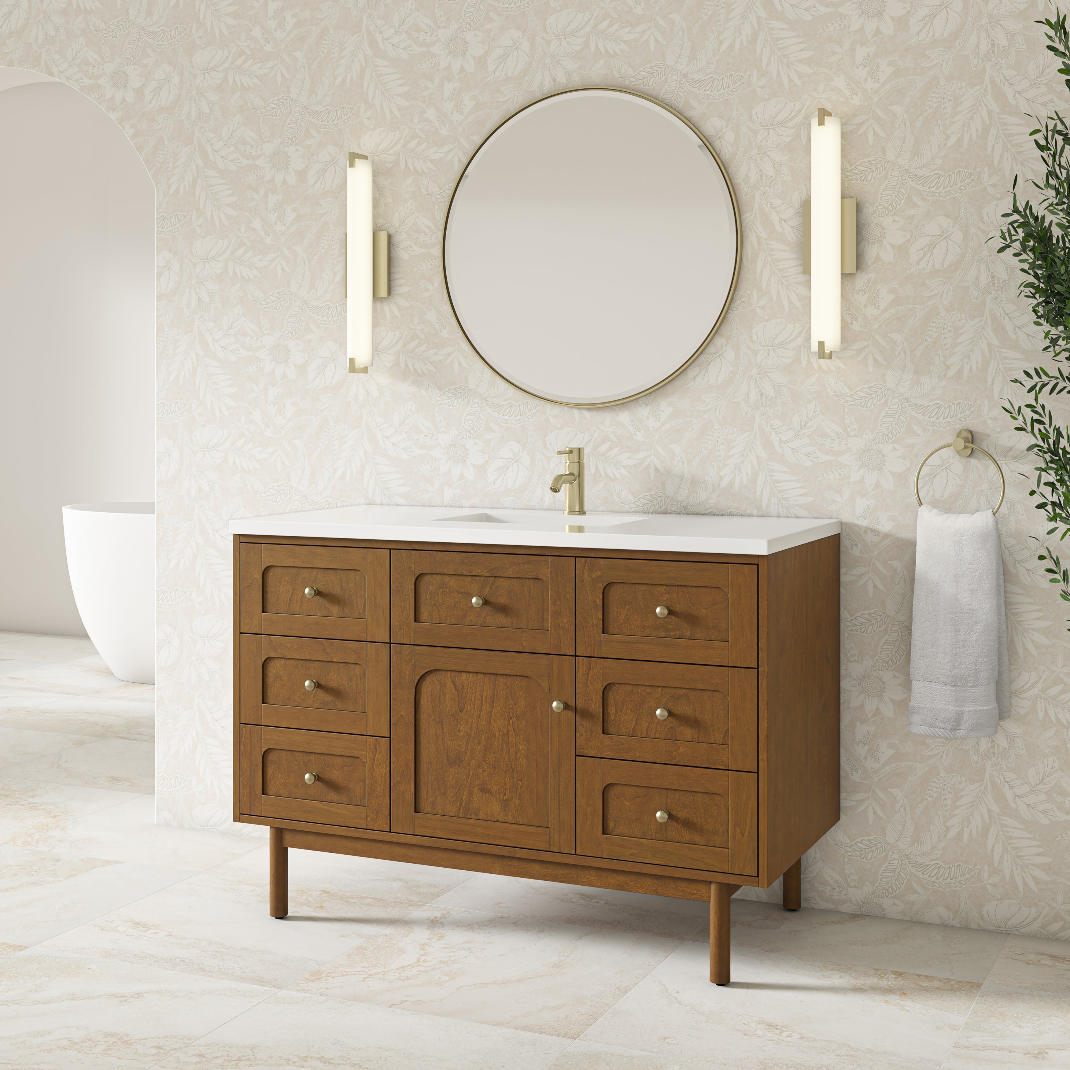James Martin Laurent 48" Single Vanity in Honey Oak with 3cm Countertop