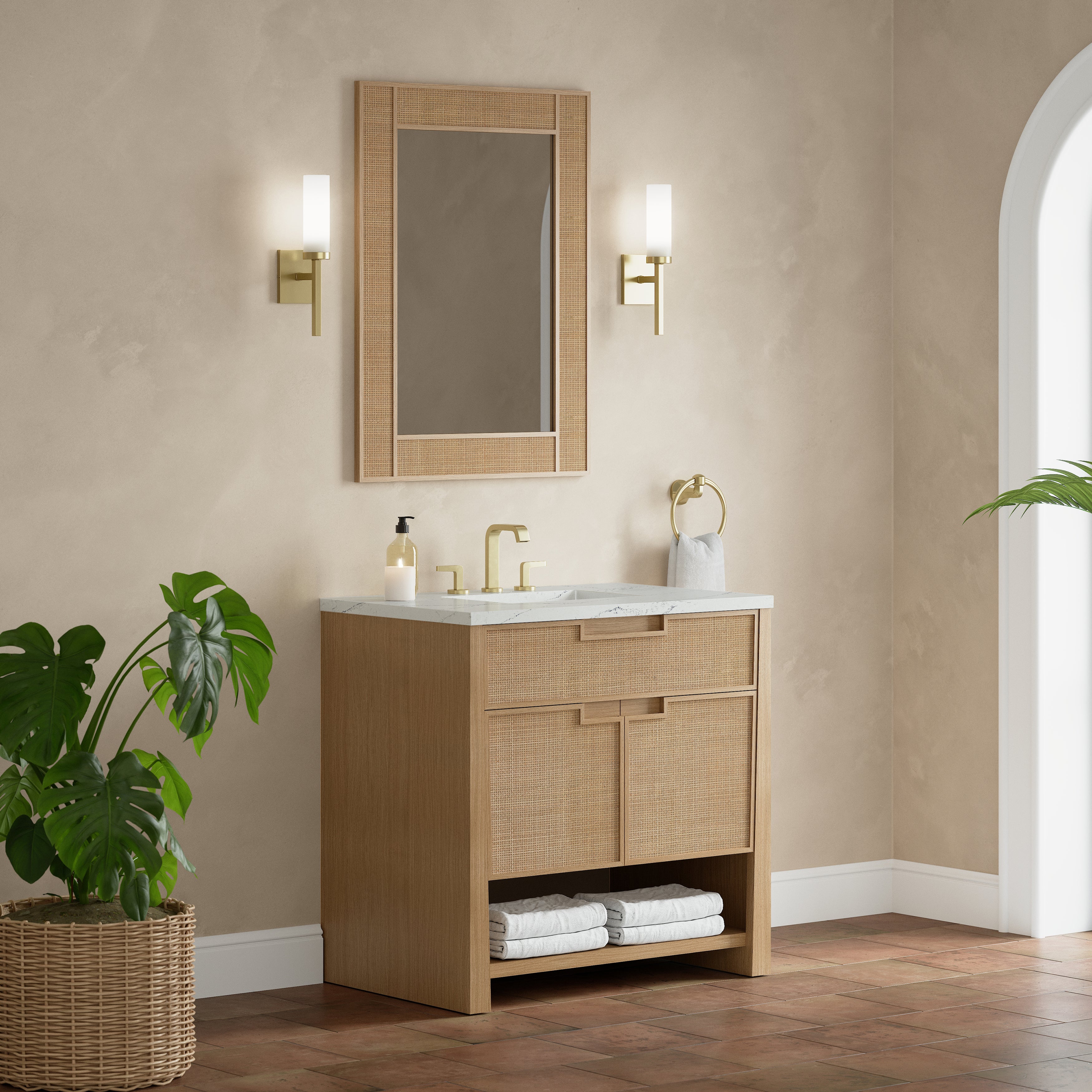 James Martin Solene 36" Single Vanity in Seaside Oak with 3cm Countertop