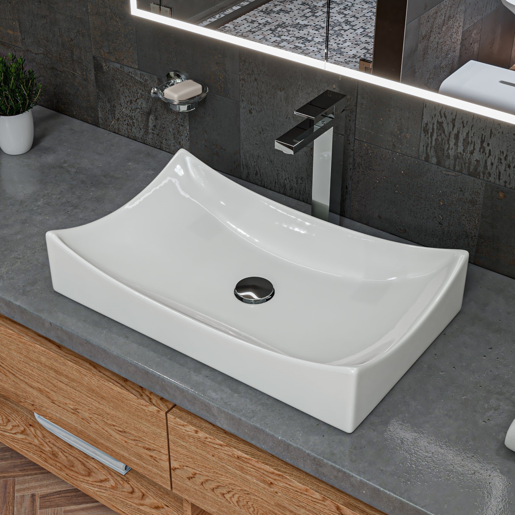 ALFI brand AB1129 Tall Square Single Lever Bathroom Faucet