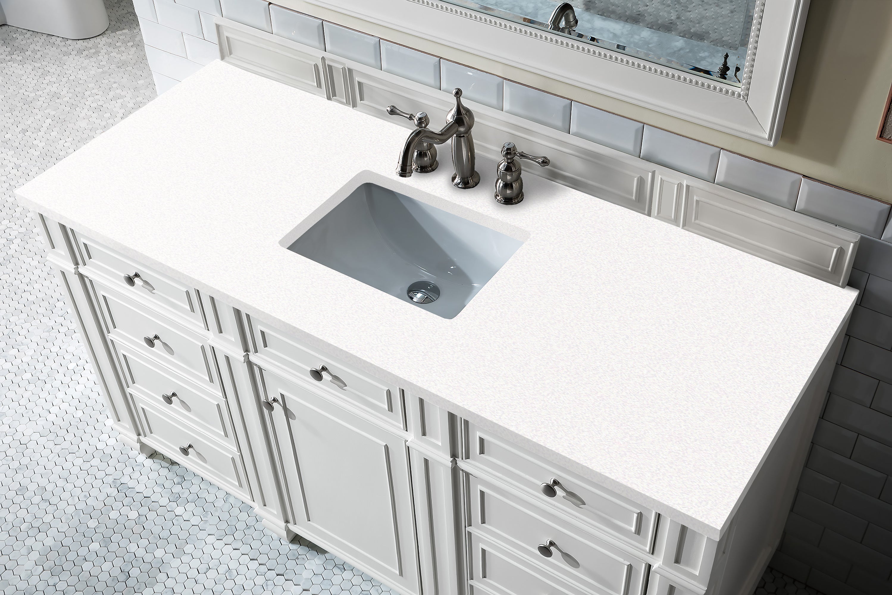 James Martin Bristol 60" Single Vanity in Bright White with 3cm Countertop