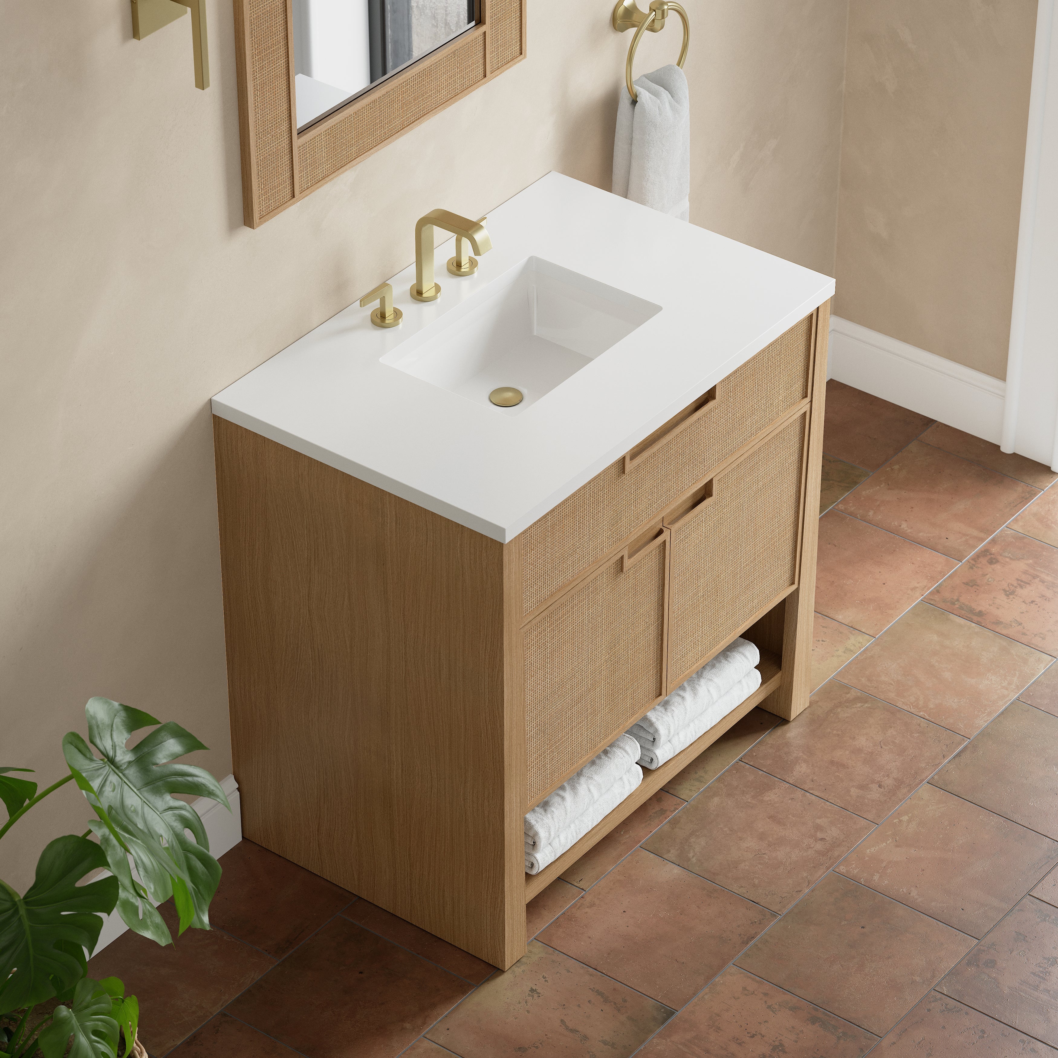 James Martin Solene 36" Single Vanity in Seaside Oak with 3cm Countertop
