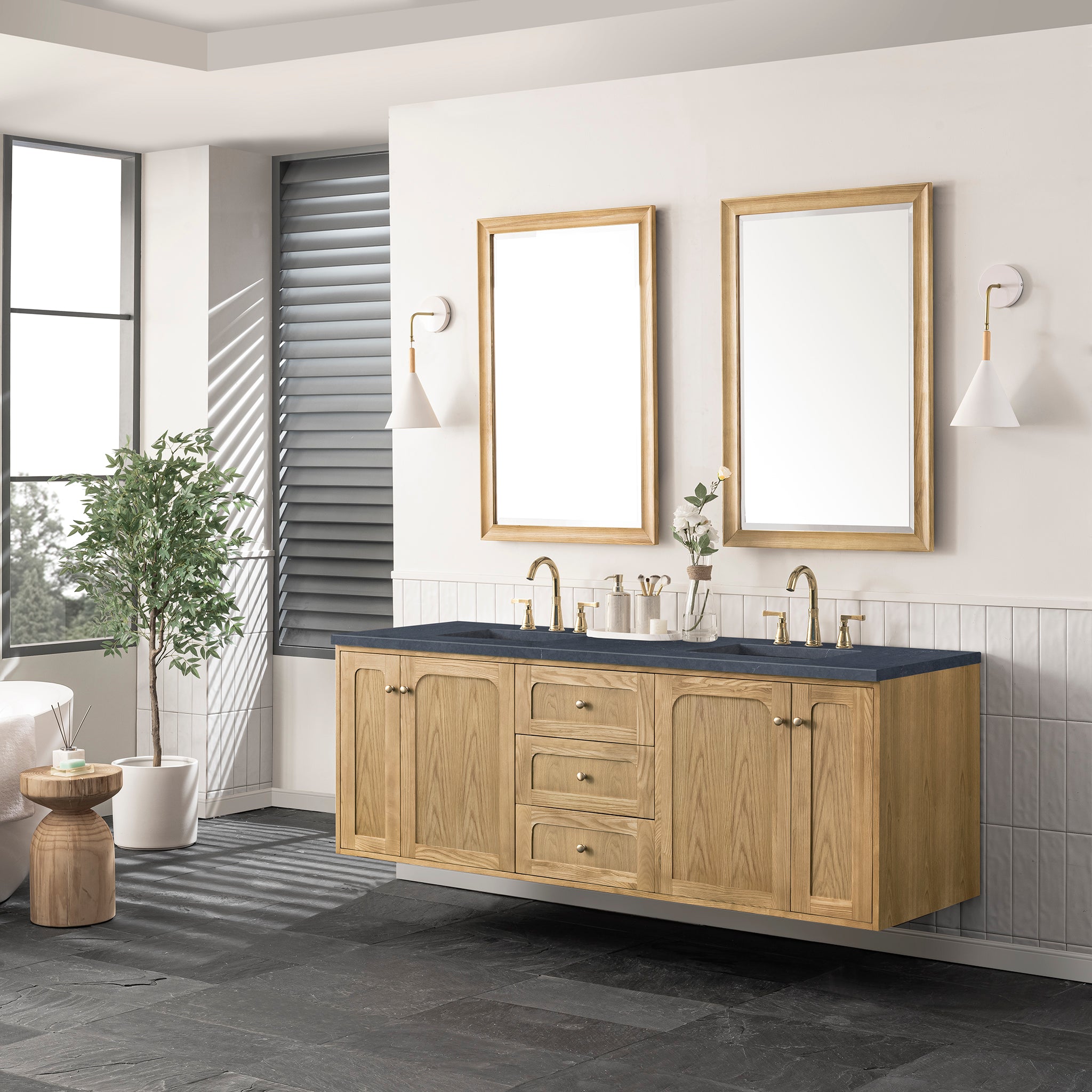 James Martin Laurent 72" Double Vanity in Light Natural Oak with 3cm Countertop