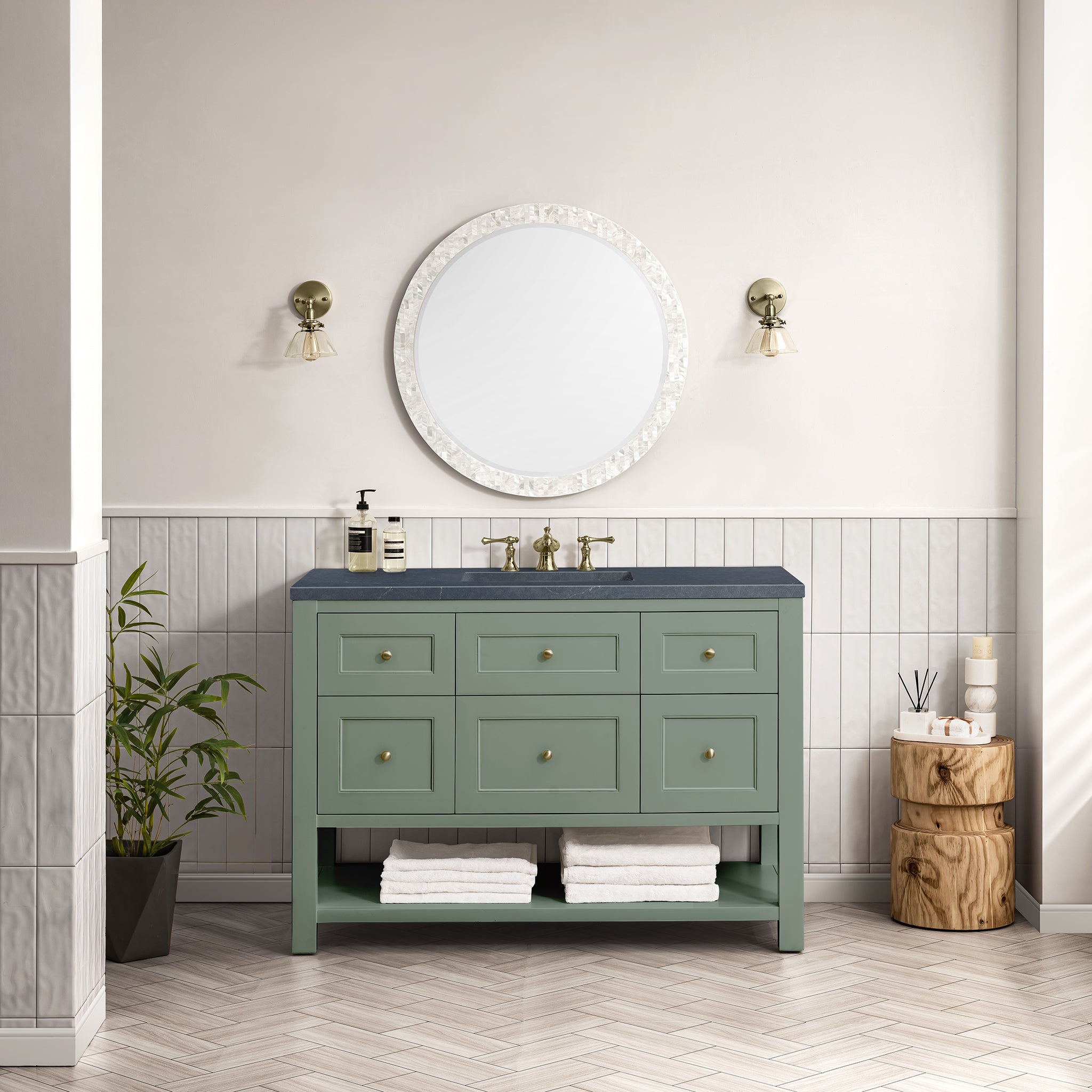 James Martin Breckenridge 48" Single Vanity in Smokey Celadon with 3cm Countertop