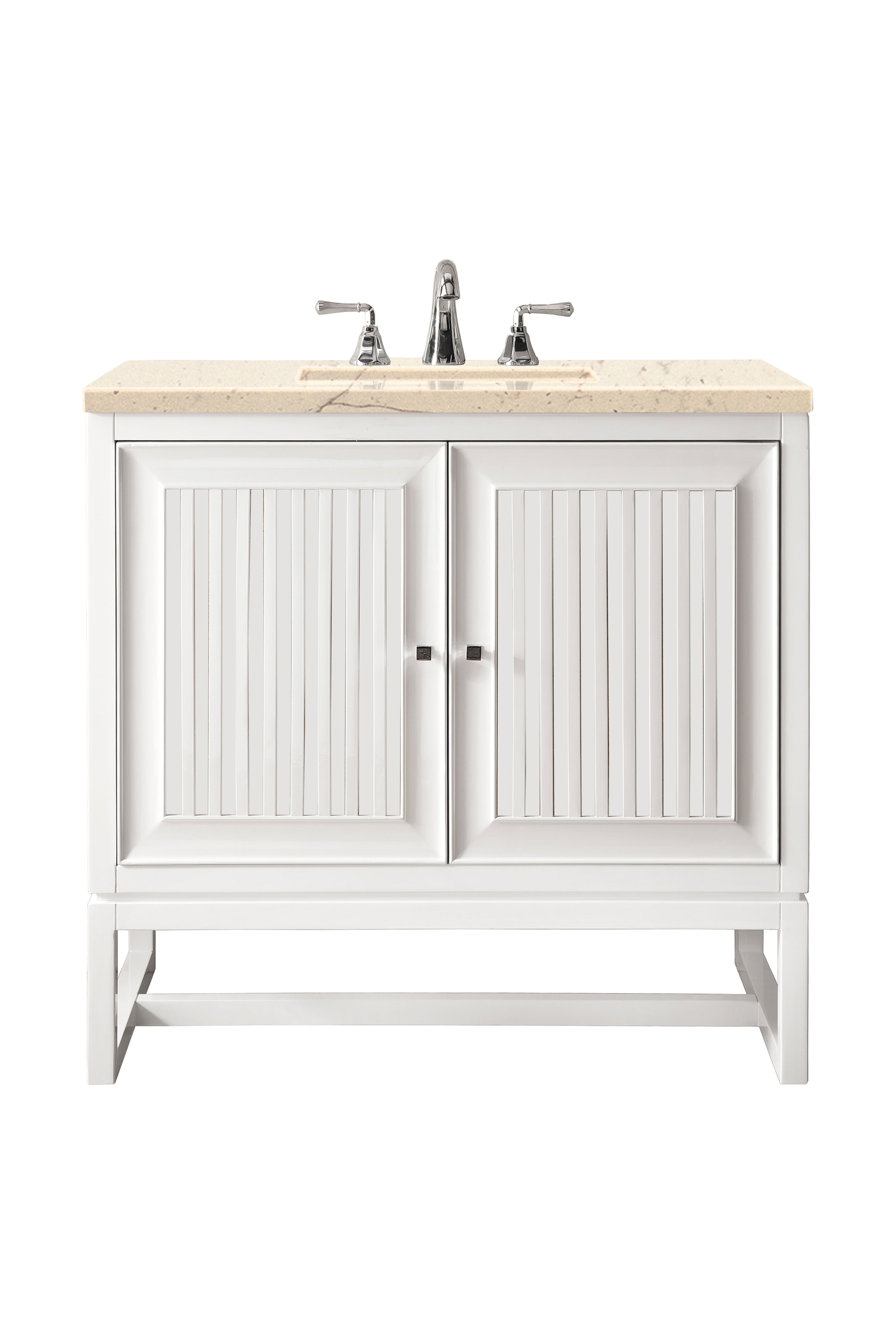 James Martin Athens 30" Single Vanity in Glossy White with 3cm Countertop