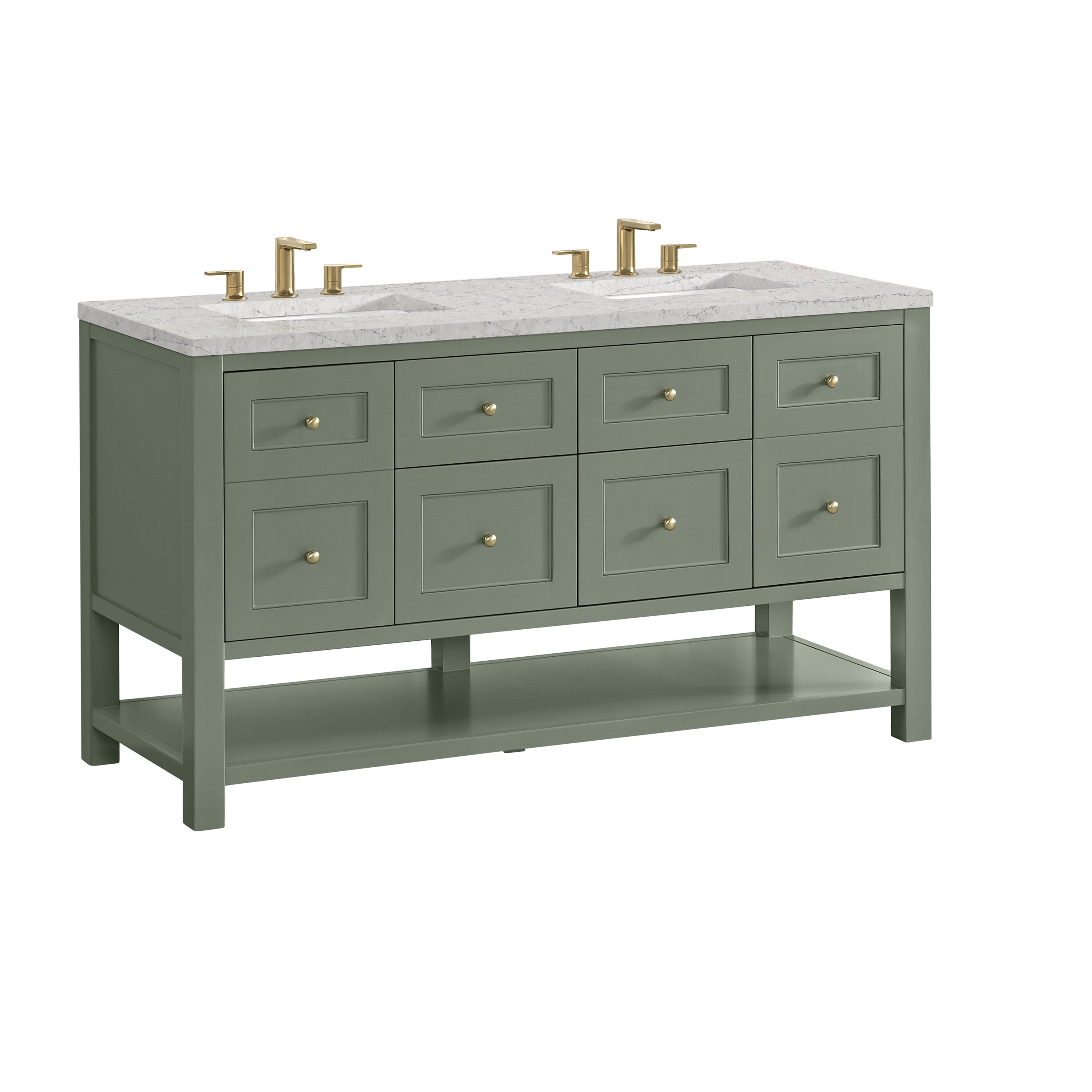 James Martin Breckenridge 60" Double Vanity in Smokey Celadon with 3cm Countertop