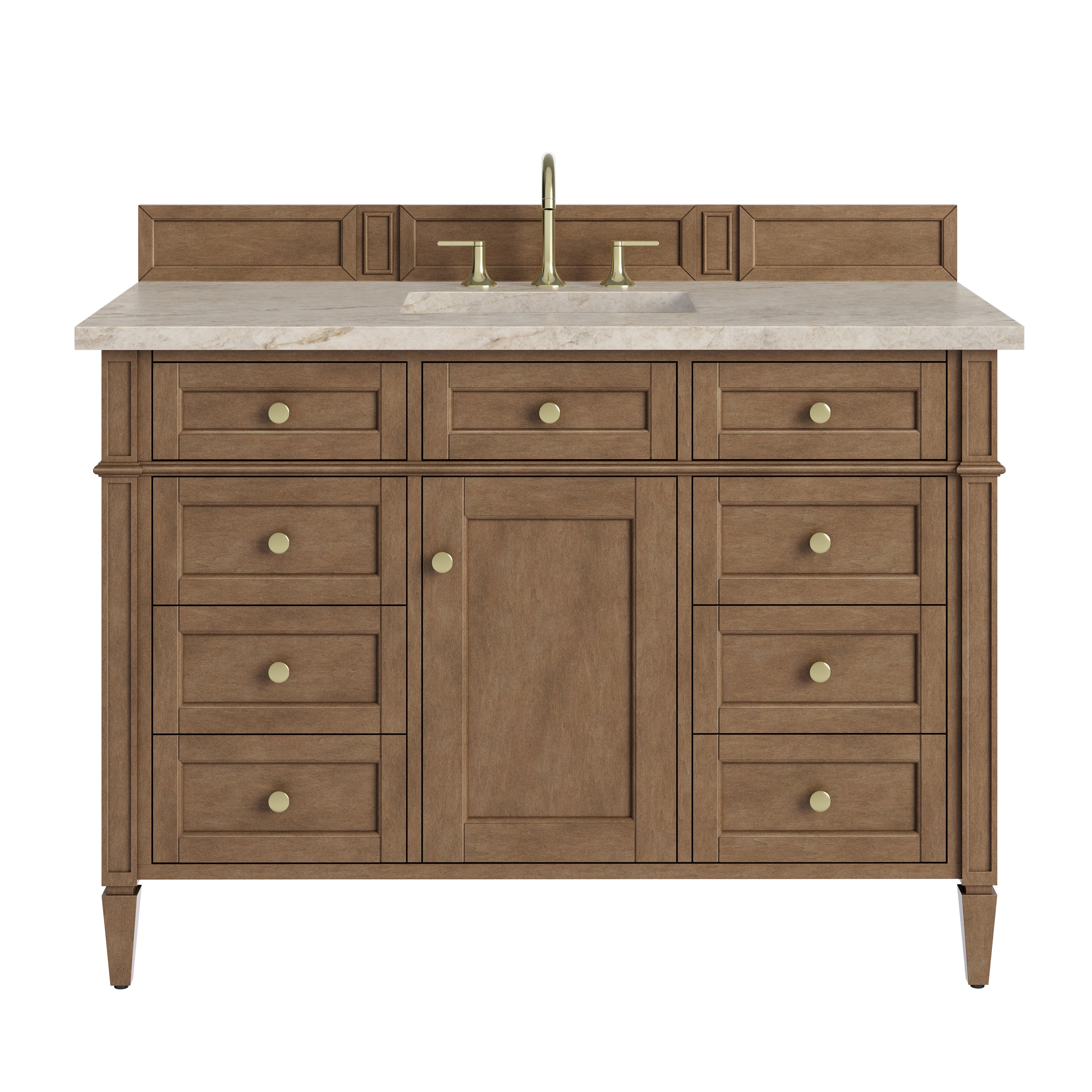 James Martin Brittany 48" Single Vanity in Pecan with 3cm Countertop and FreePower Wireless Charger