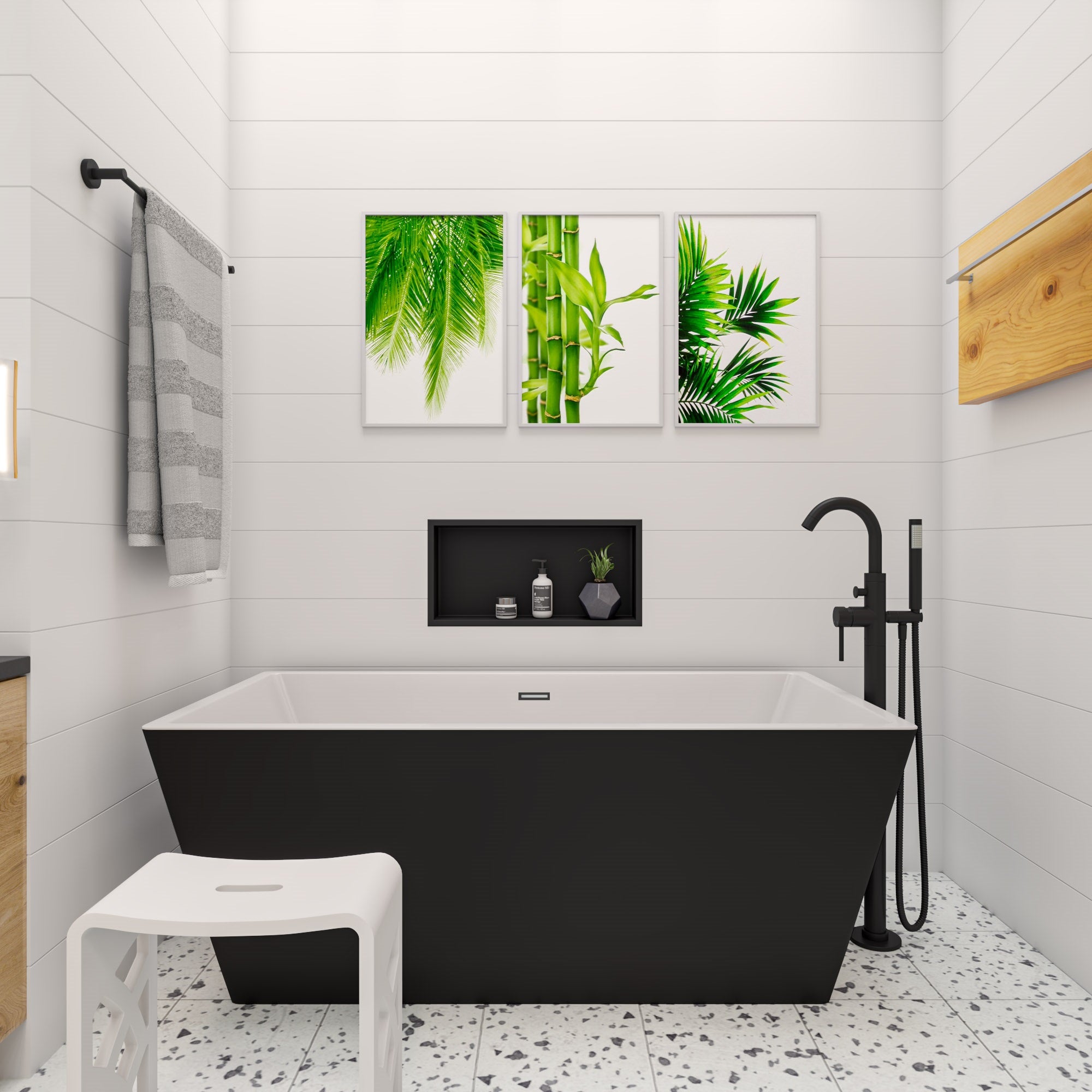ALFI brand  ABST88 Designer White Matte Solid Surface Resin Bathroom / Shower Stool