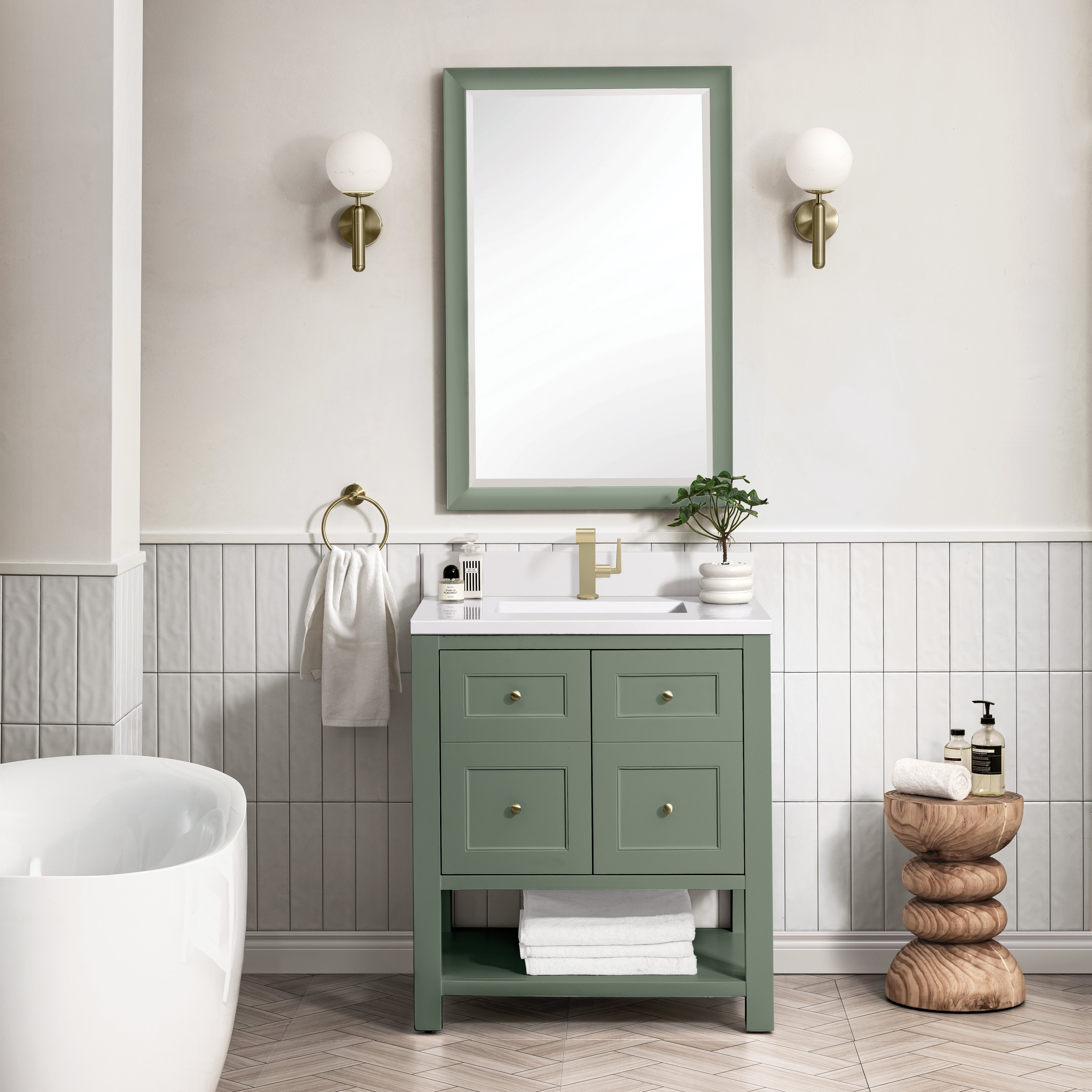 James Martin Breckenridge 30" Single Vanity in Smokey Celadon with 3cm Countertop