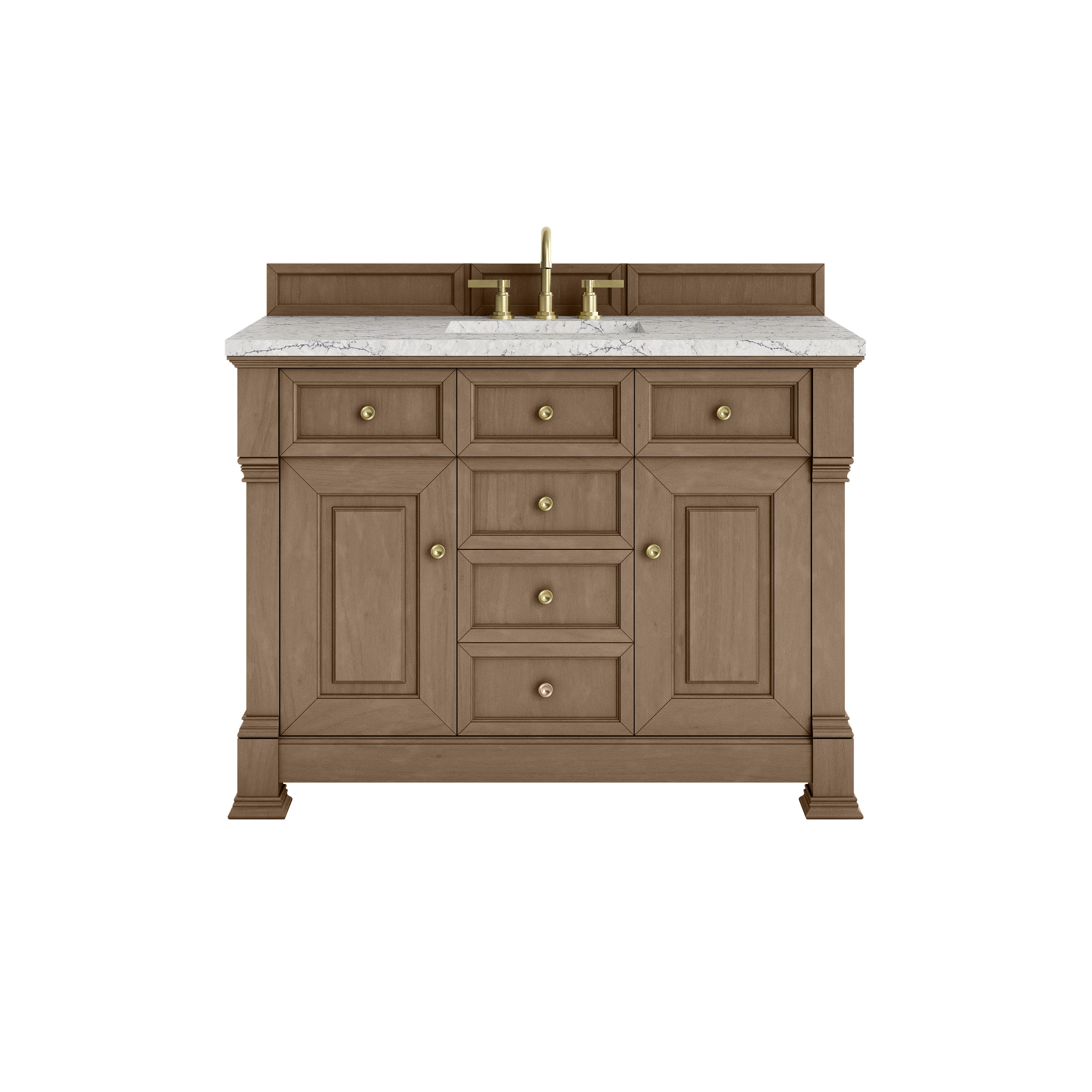 James Martin Brookfield 48" Single Vanity in Pecan with 3cm Countertop and FreePower Wireless Charger