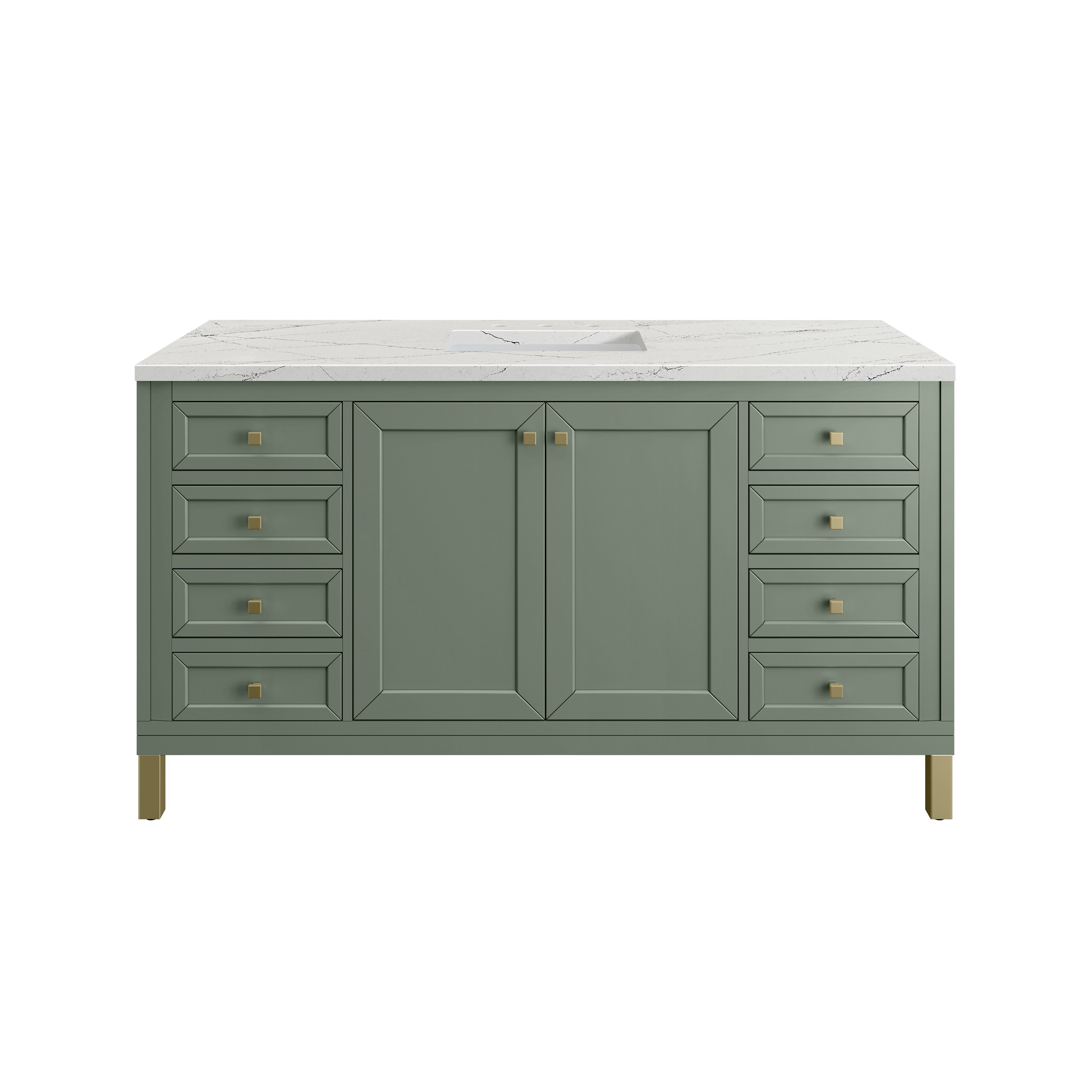 James Martin Chicago 60" Single Vanity in Smokey Celadon with 3cm Countertop