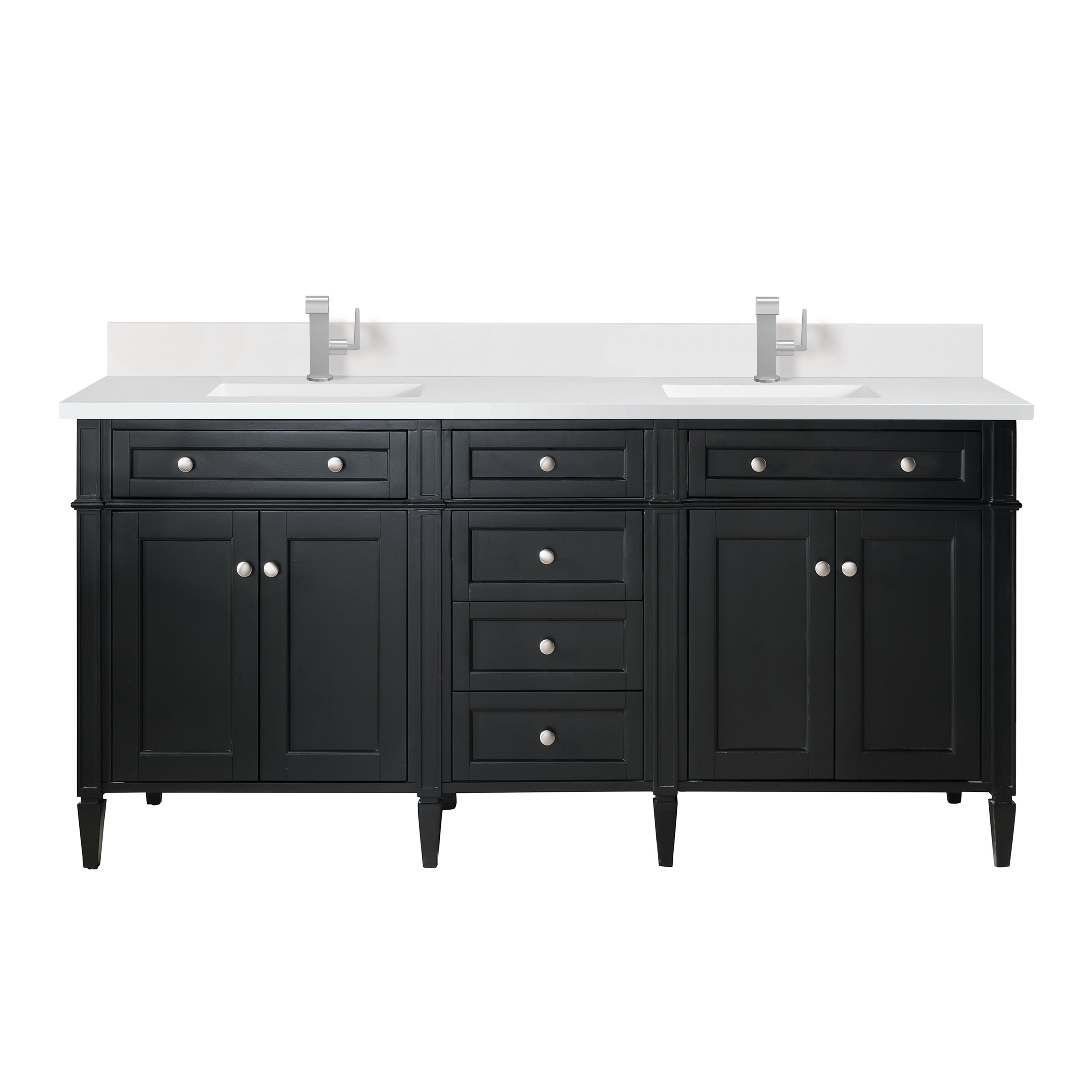 James Martin Brittany 72" Double Vanity in Black Onyx with 3cm Countertop