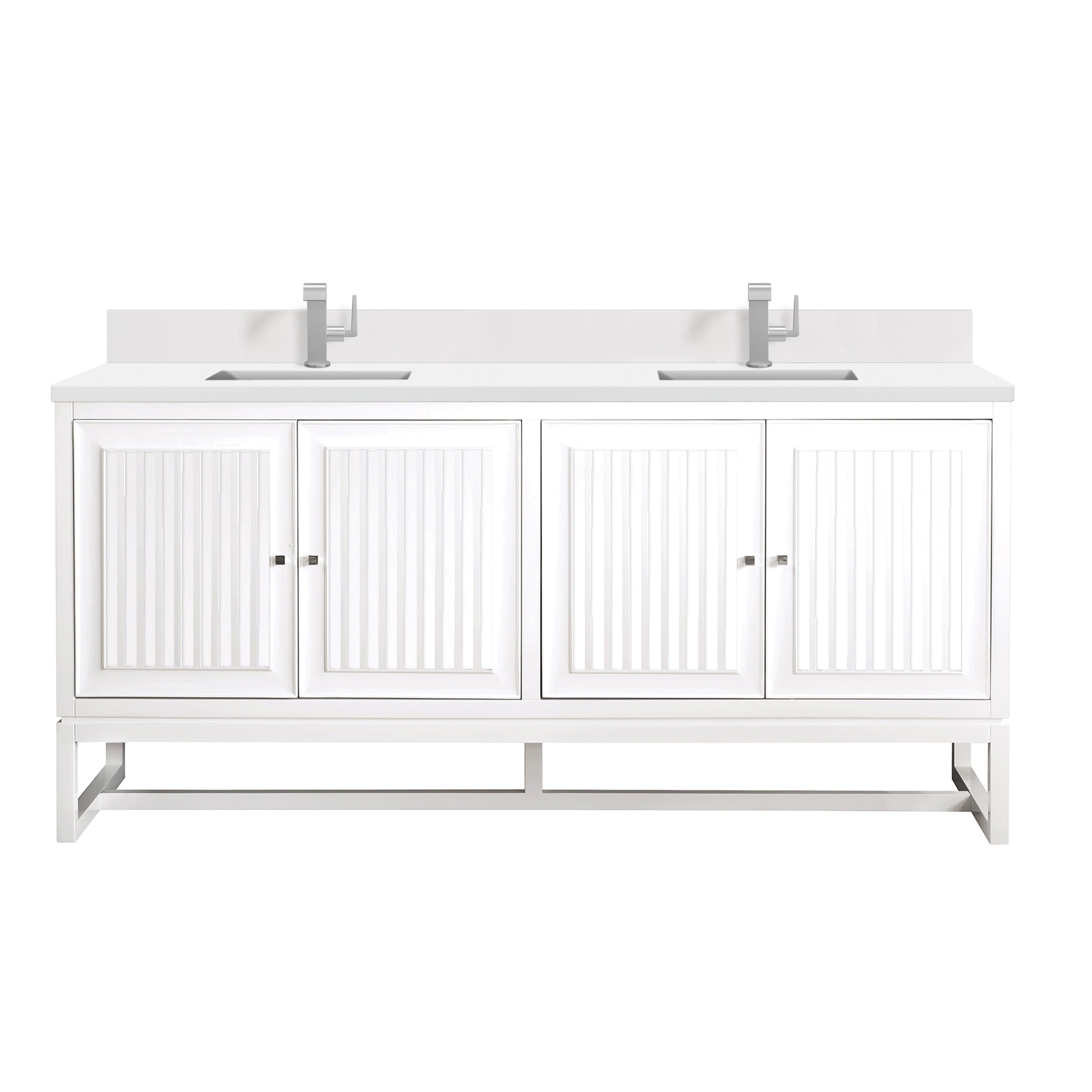 James Martin Athens 72" Double Vanity in Glossy White with 3cm Countertop