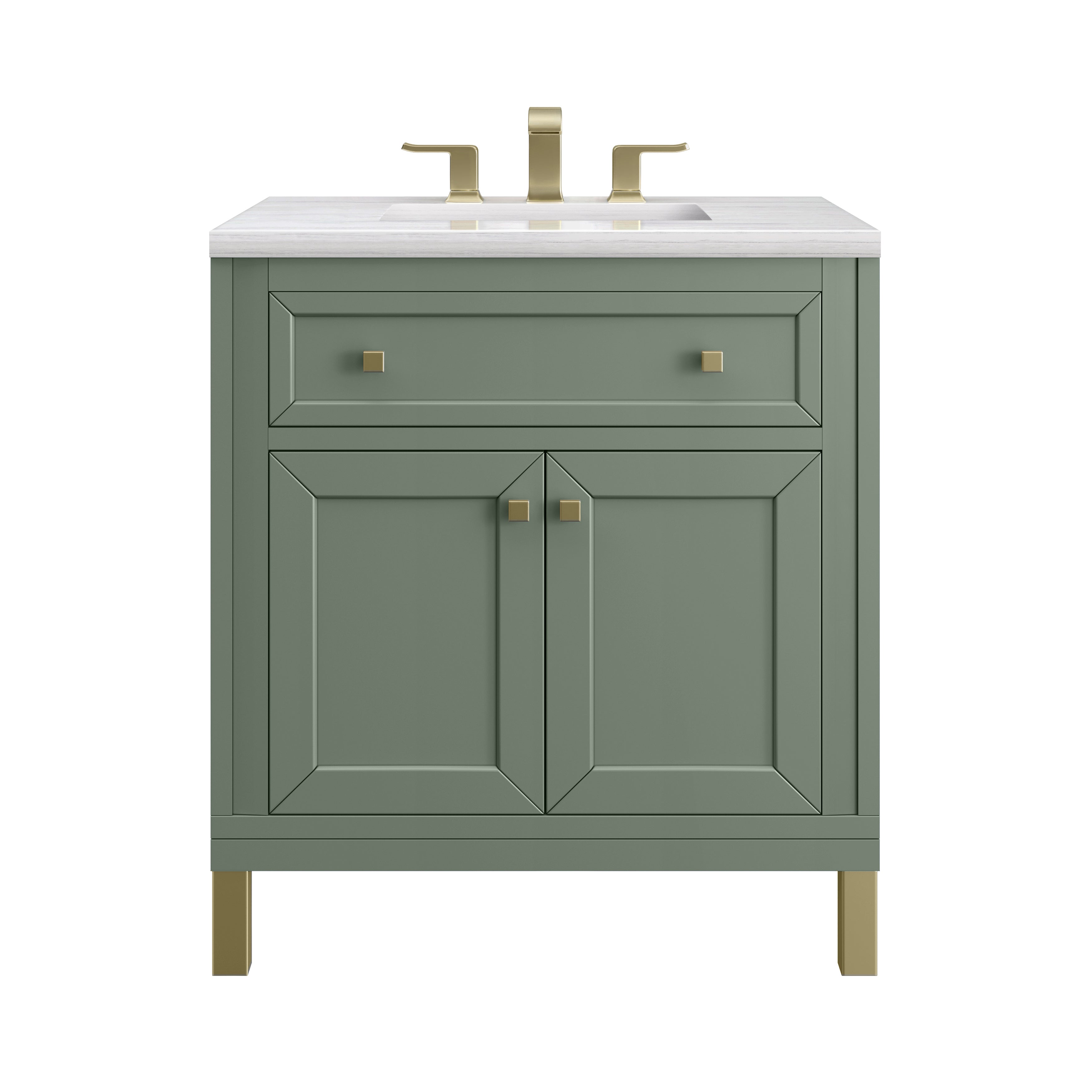James Martin Chicago 30" Single Vanity in Smokey Celadon with 3cm Countertop