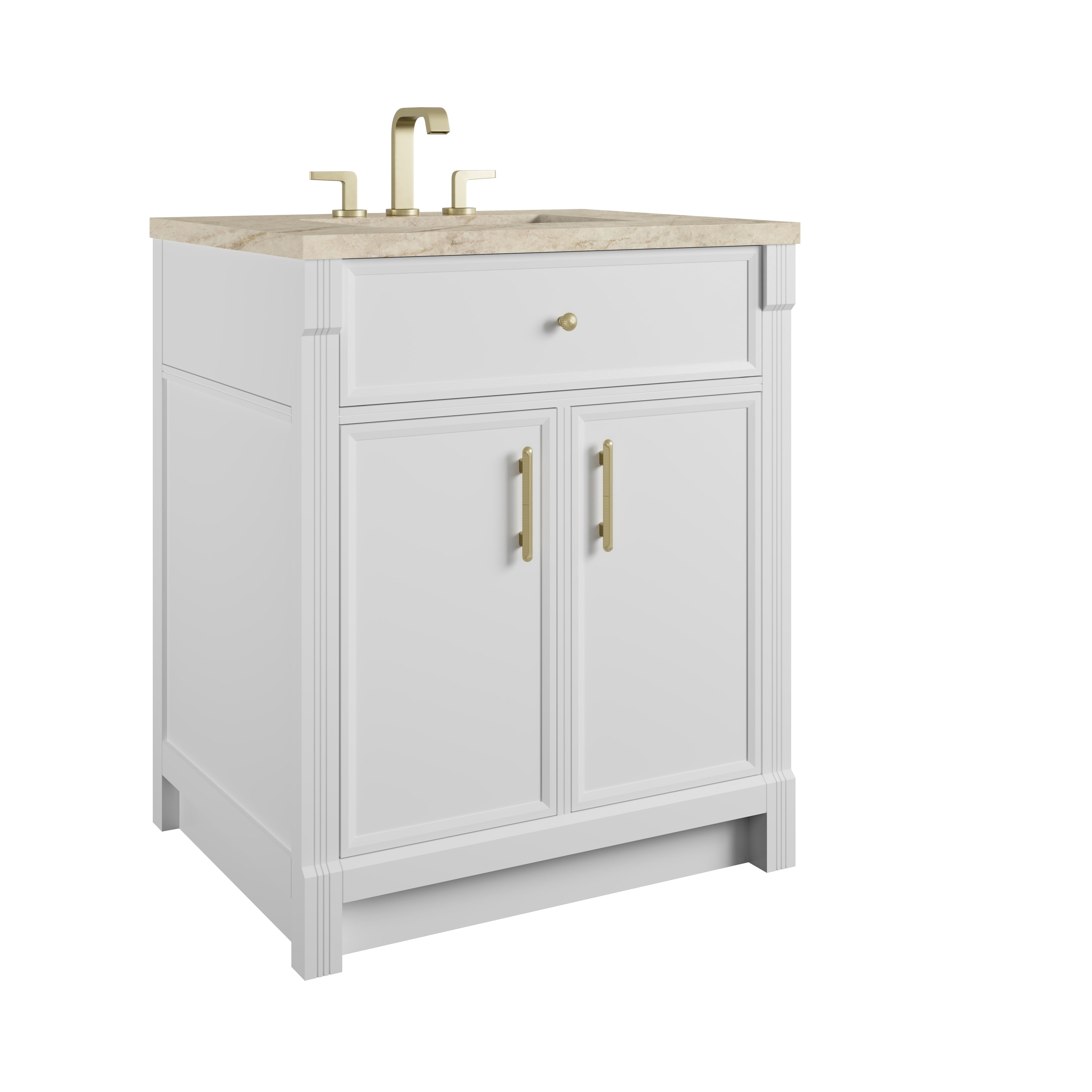 James Martin Bellshire 30" Single Vanity in Bright White with 3cm Countertop