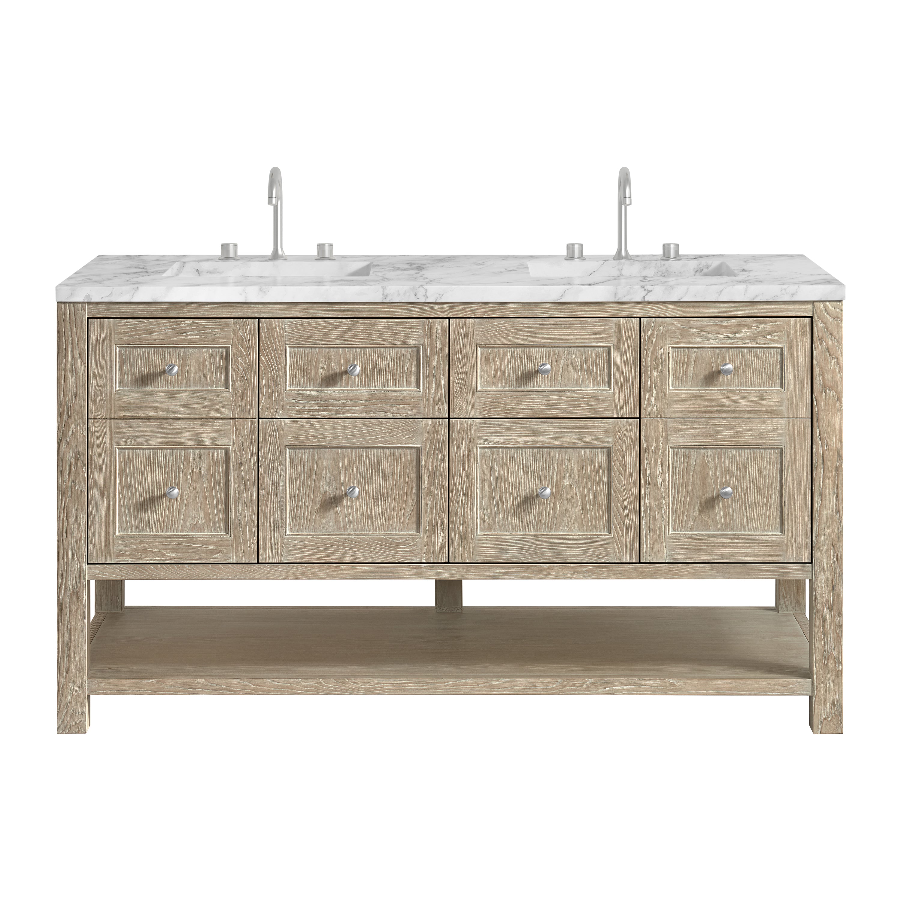 James Martin Breckenridge 60" Double Vanity in Whitewashed Oak with 3cm Countertop