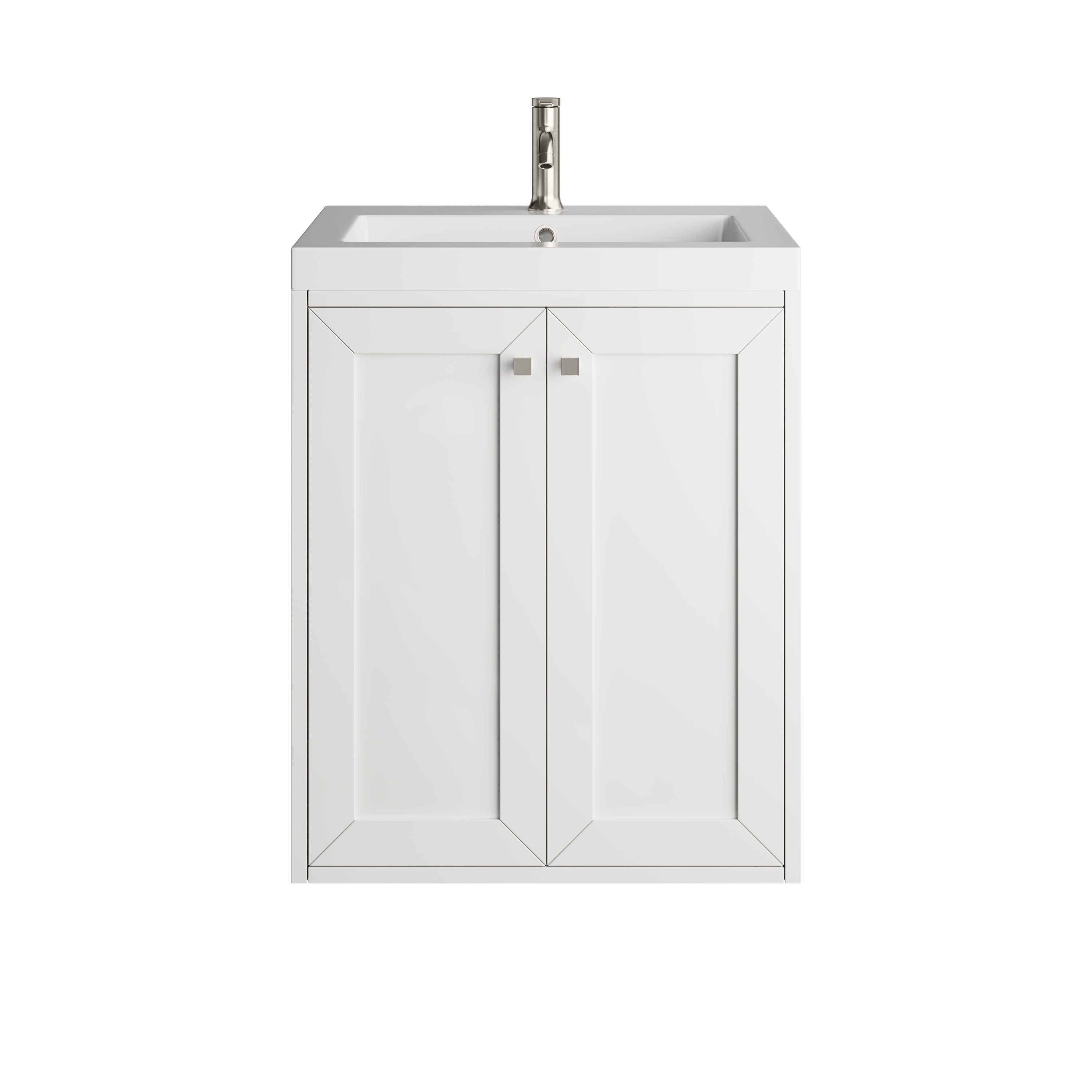 James Martin Chianti 24" Single Vanity in Glossy White with White Glossy Composite Stone Top