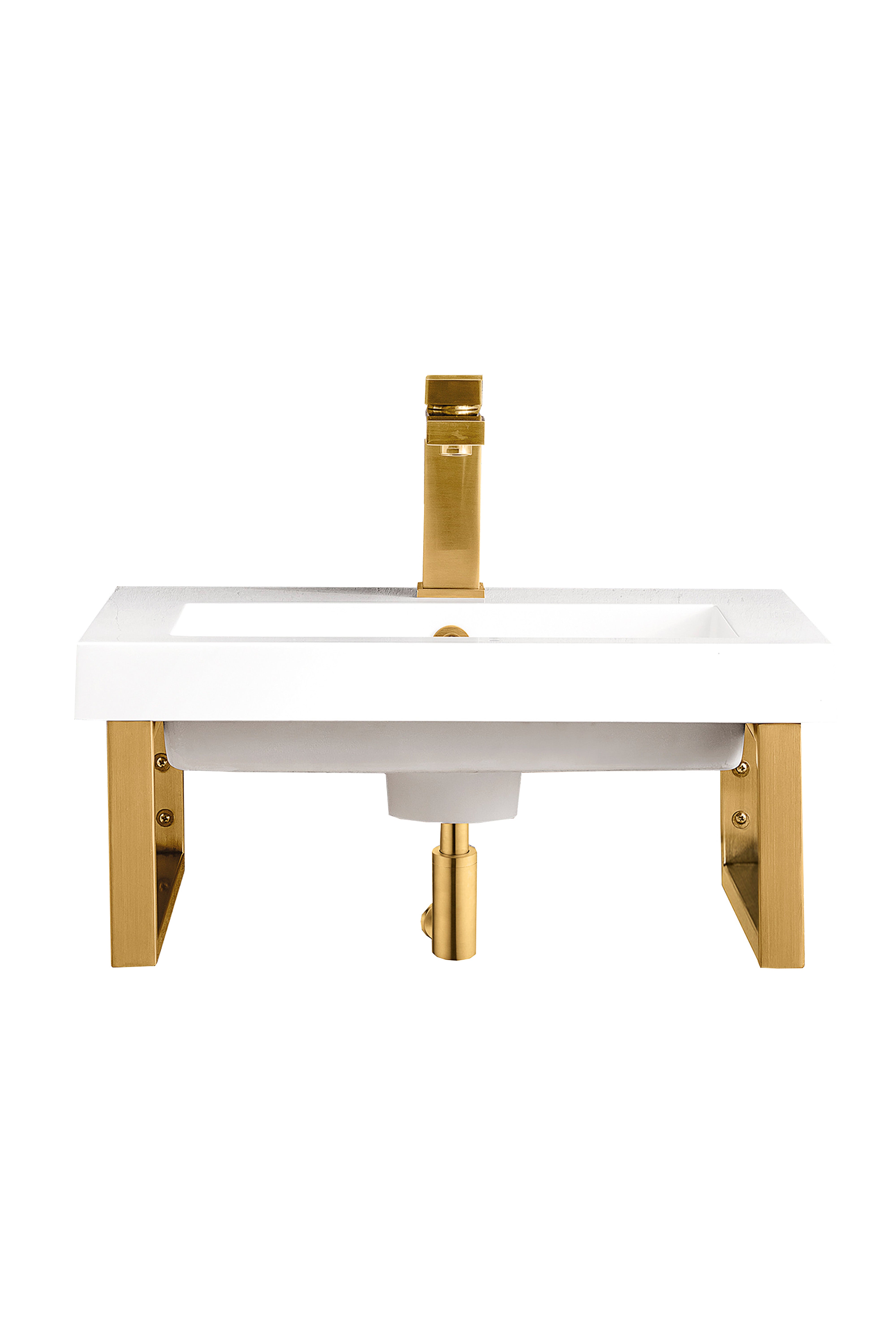 James Martin Two Boston 15.25" Wall Brackets with 20" White Glossy Composite Stone Top