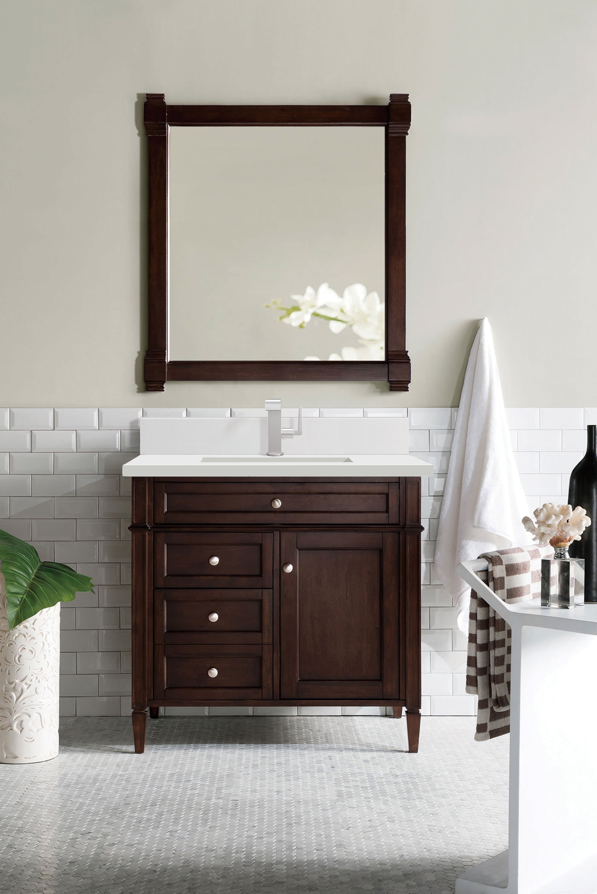 James Martin Brittany 36" Single Vanity in Burnished Mahogany with 3cm Countertop