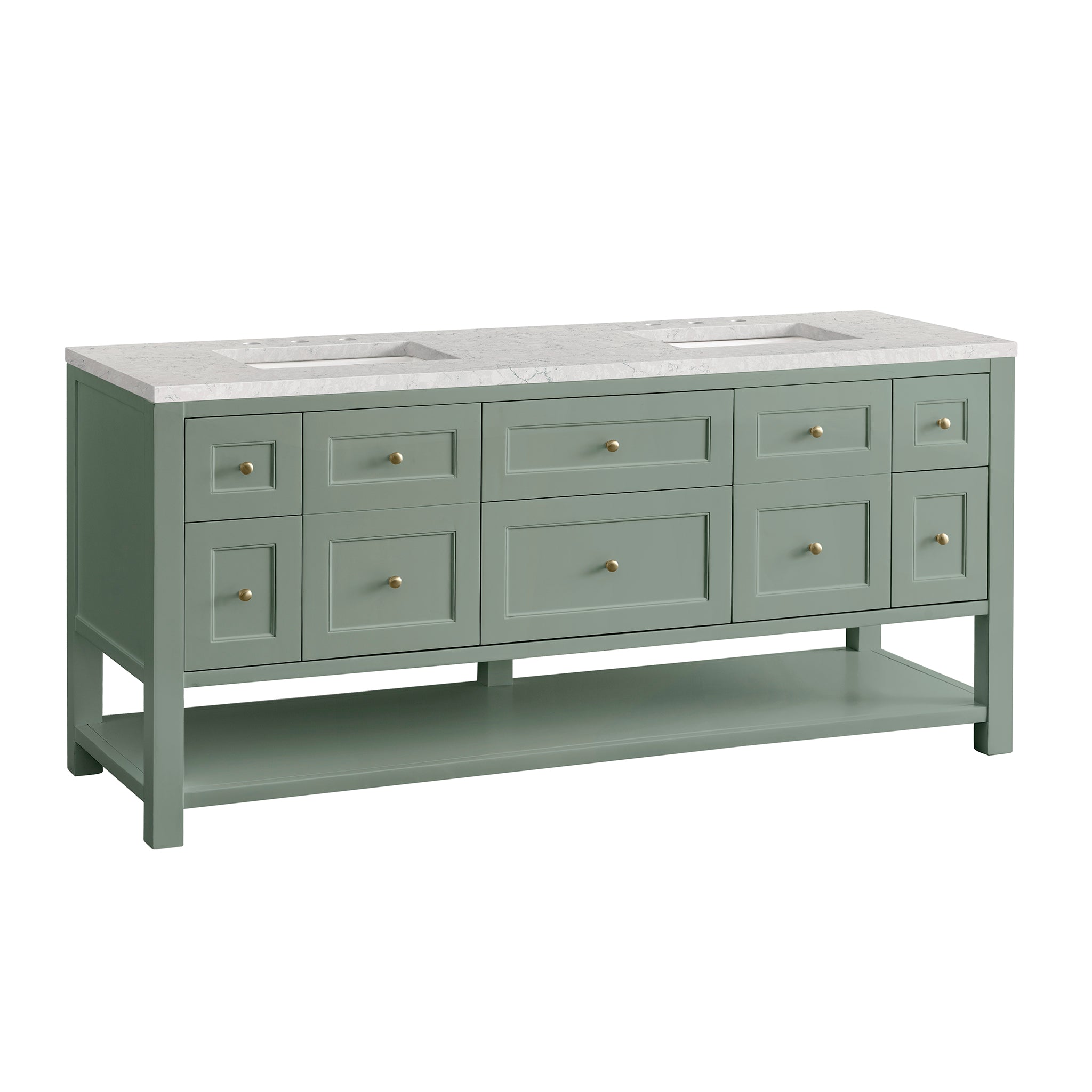 James Martin Breckenridge 72" Double Vanity in Smokey Celadon with 3cm Countertop