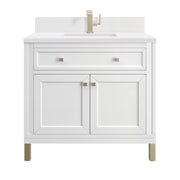 James Martin Chicago 36" Single Vanity in Glossy White with 3cm Countertop