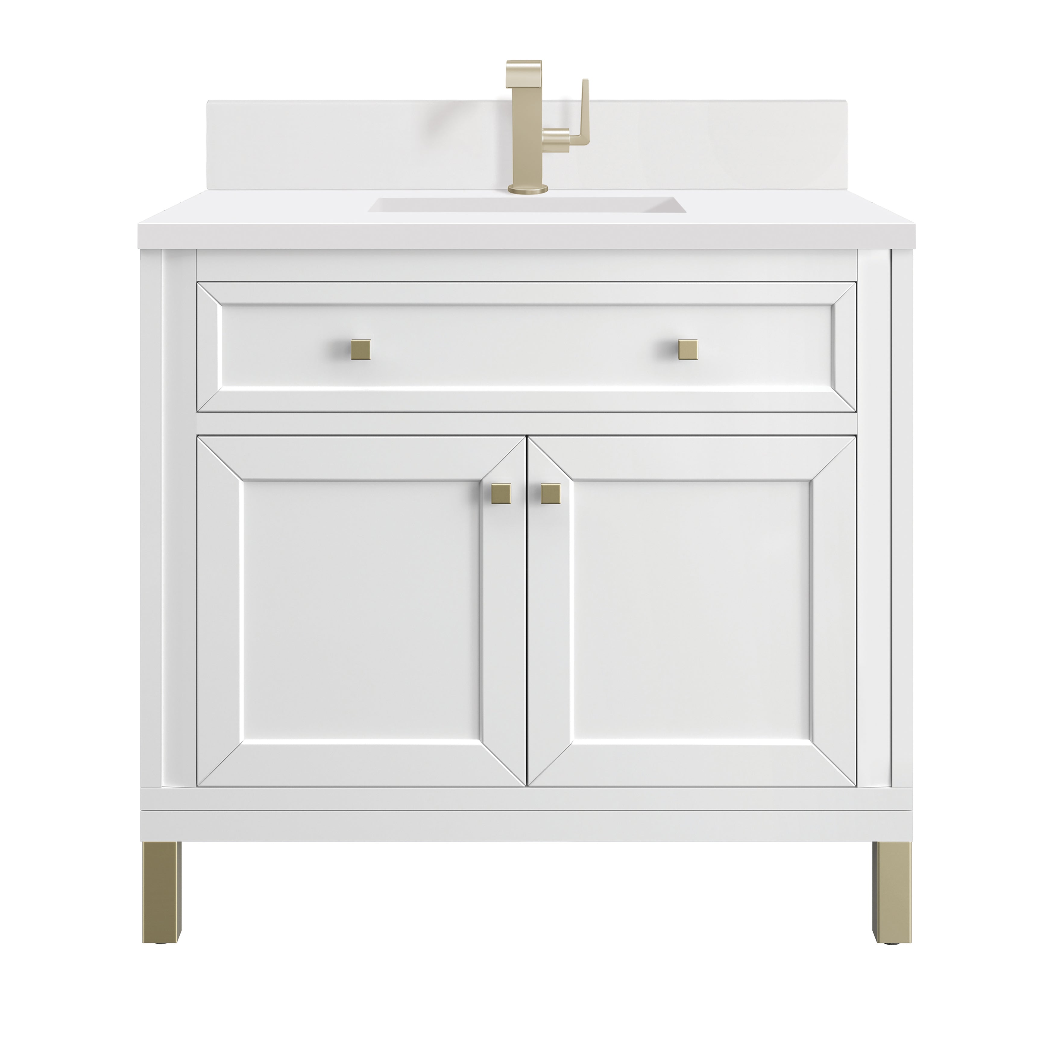 James Martin Chicago 36" Single Vanity in Glossy White with 3cm Countertop