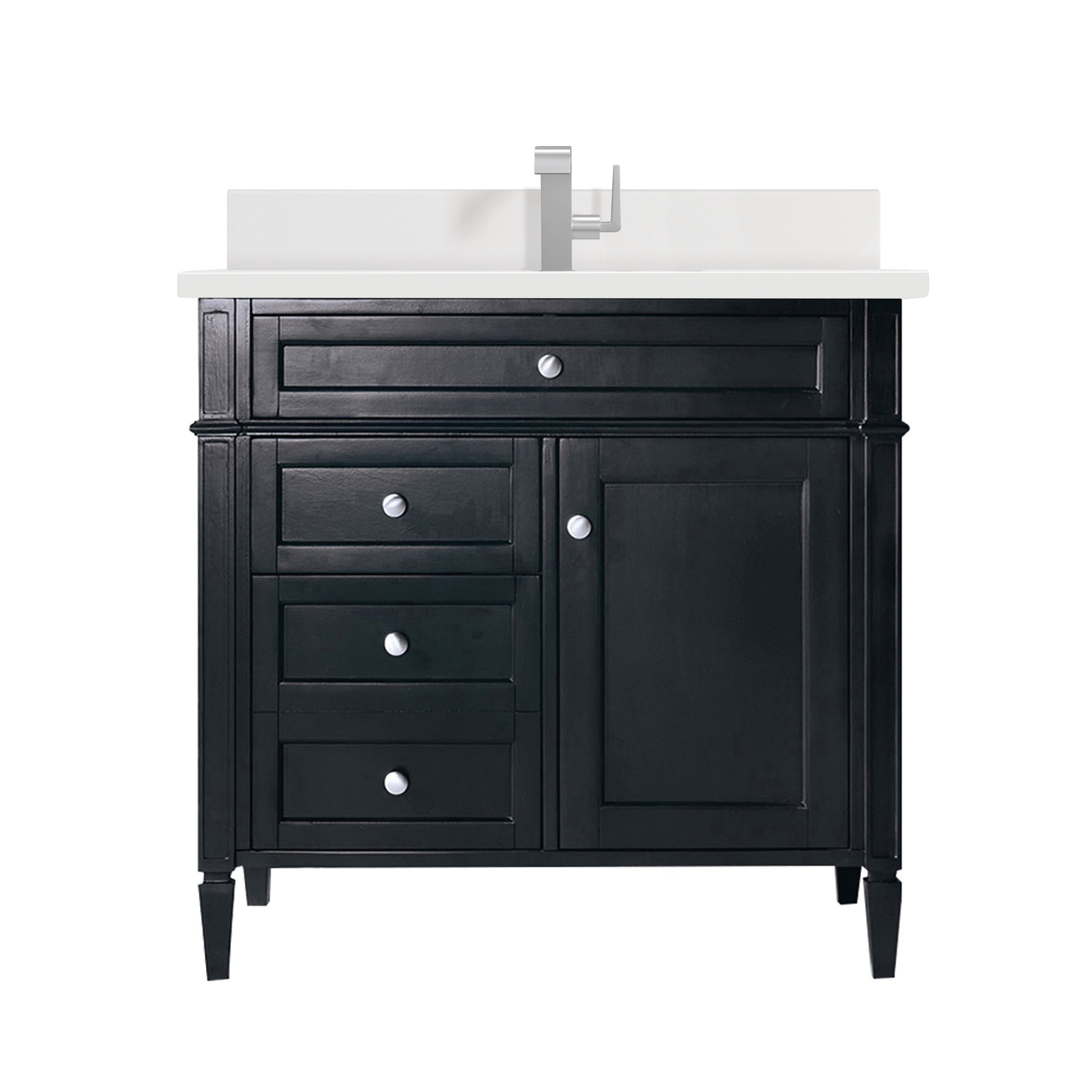 James Martin Brittany 36" Single Vanity in Black Onyx with 3cm Countertop