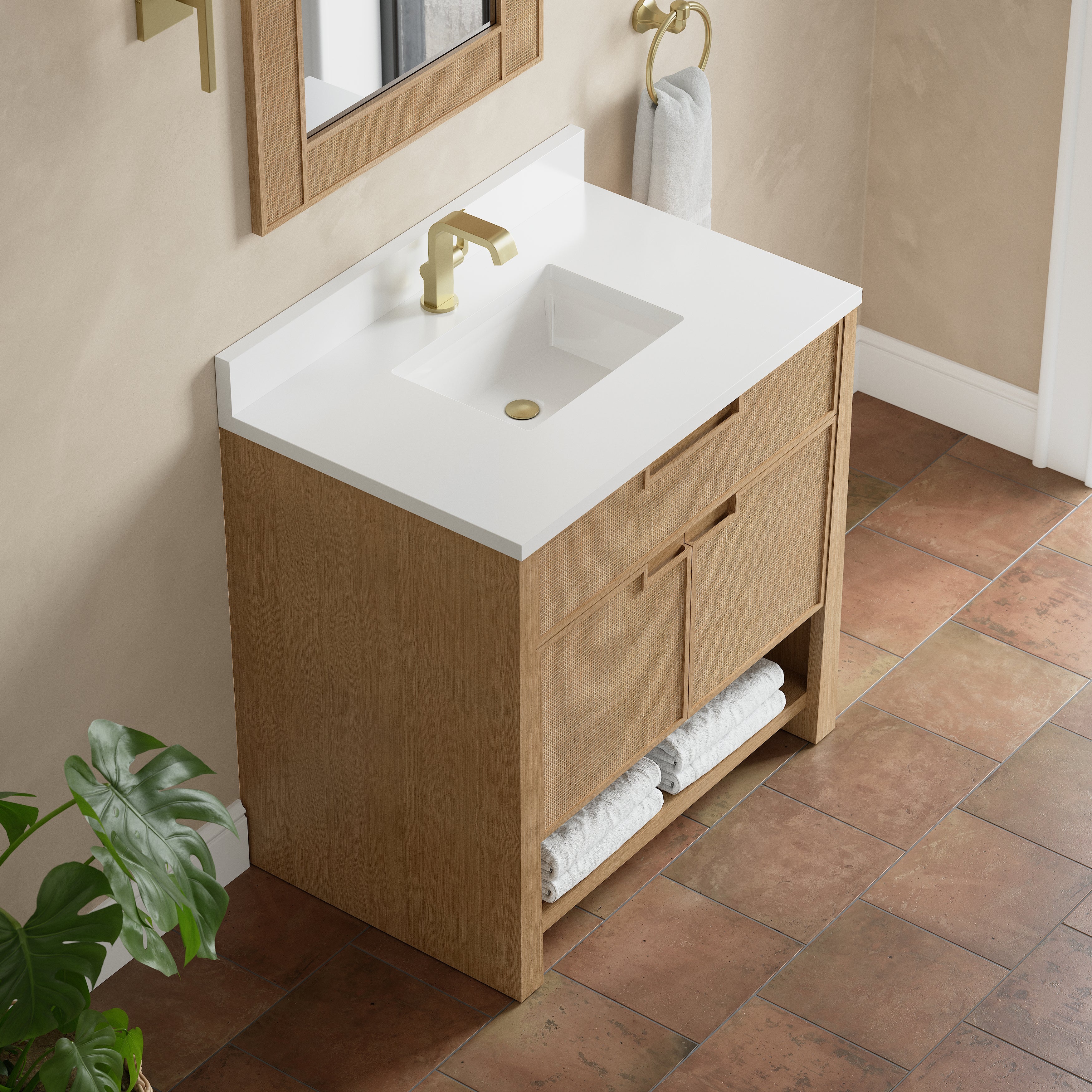 James Martin Solene 36" Single Vanity in Seaside Oak with 3cm Countertop