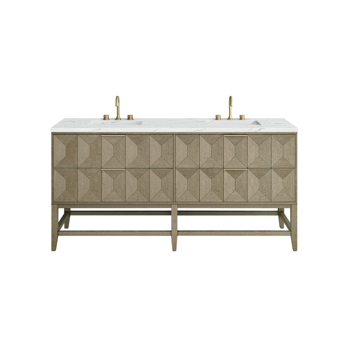 Emmeline 72" Double Vanity Cabinet, Pebble Oak